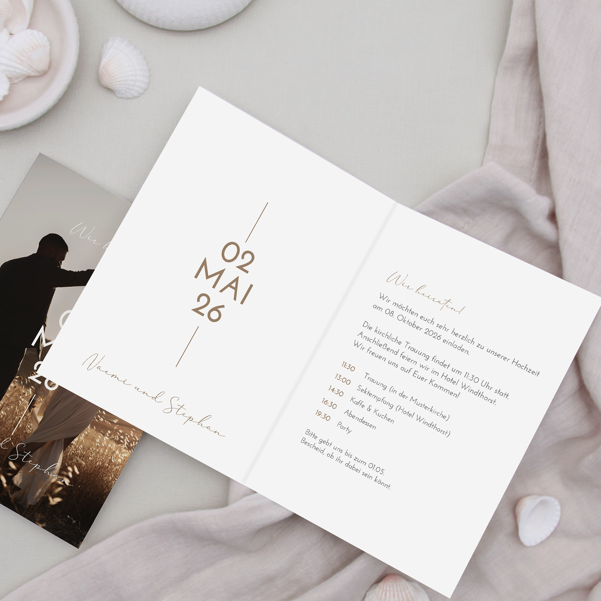 Klappkarte DIN A6 im Hochformat - Minimalistisch "Still Lines"