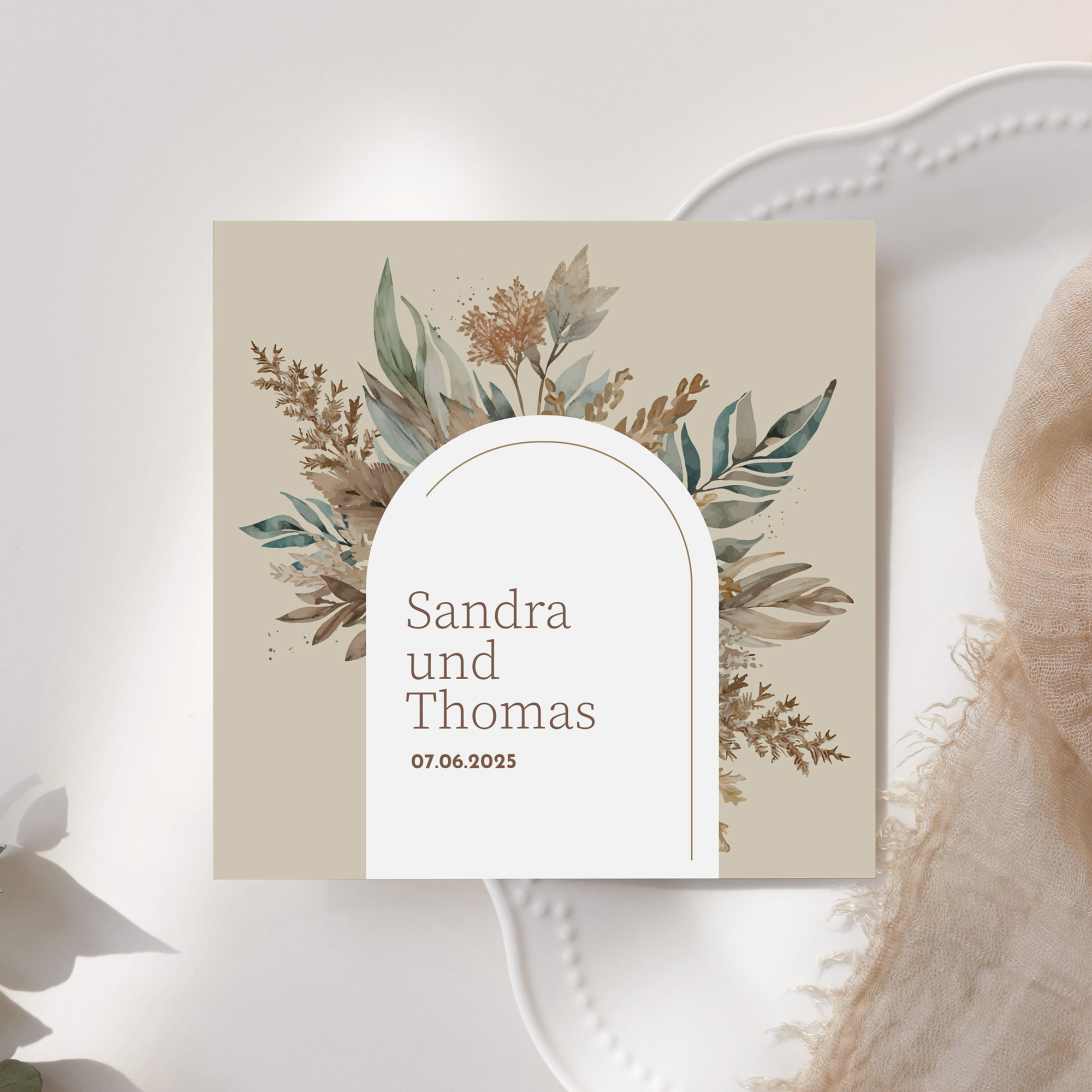 Postkarte Quadrat 148 x 148 mm - Boho "Bare Nature"