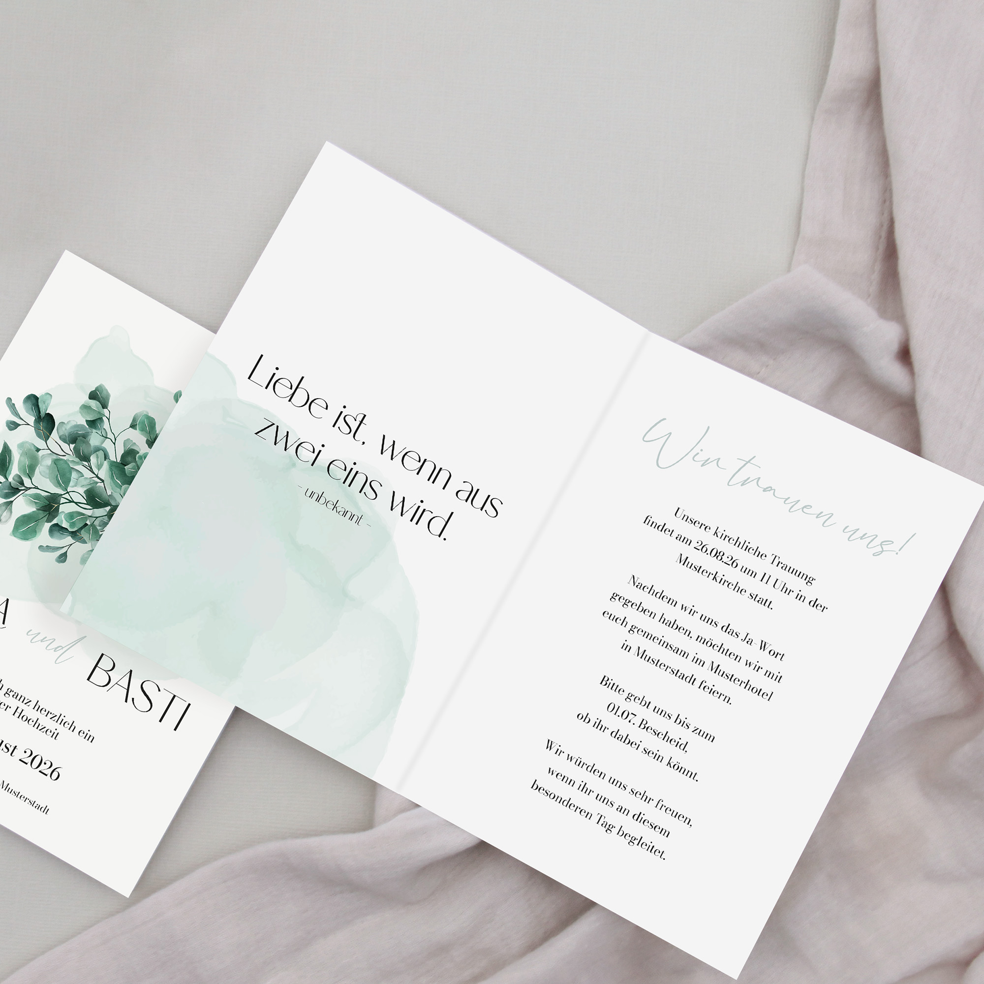 Klappkarte DIN A6 im Hochformat-Greenery "Eucalyptus Crown"