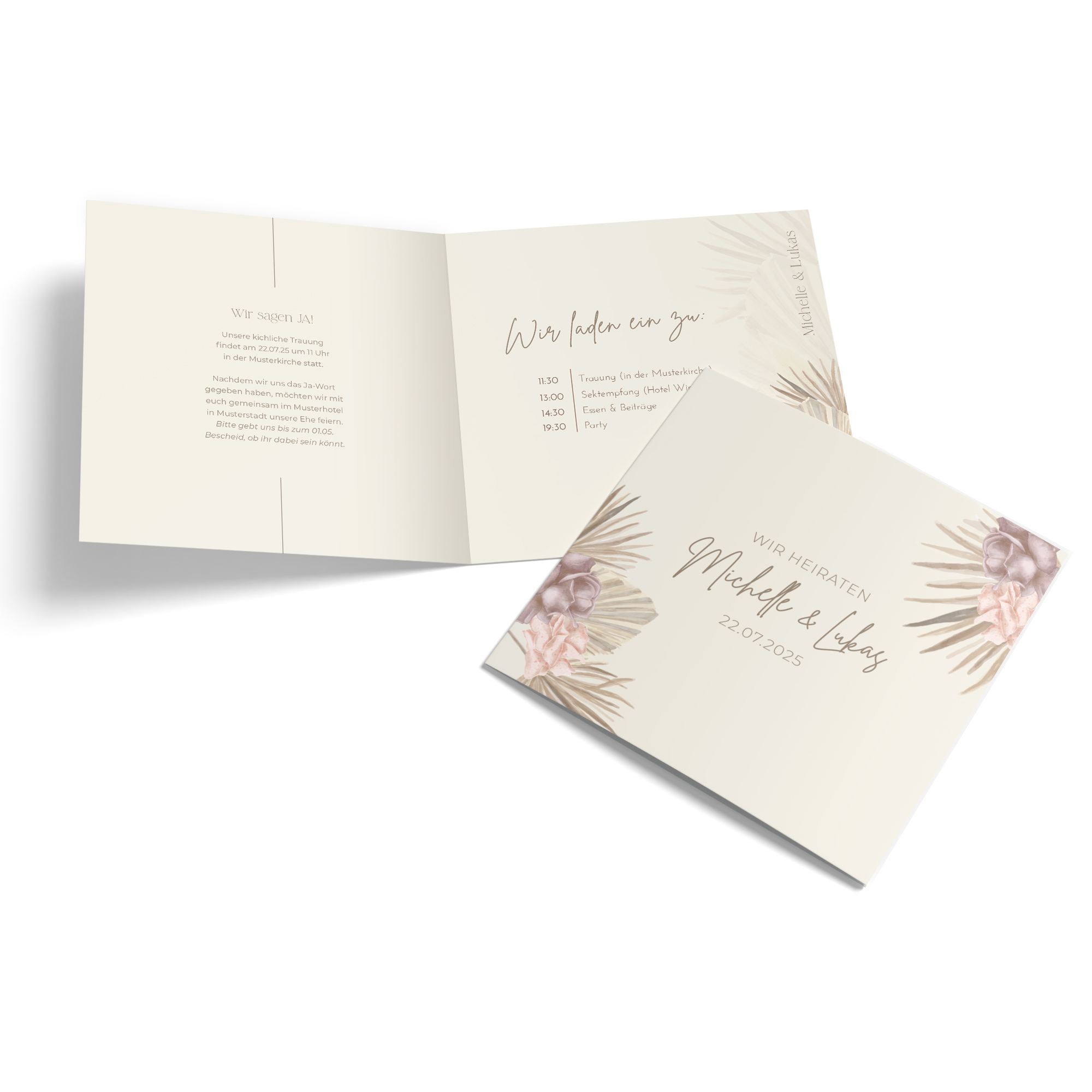 Klappkarte Quadratisch 148 x 148 mm - Boho "Boho Minimal"