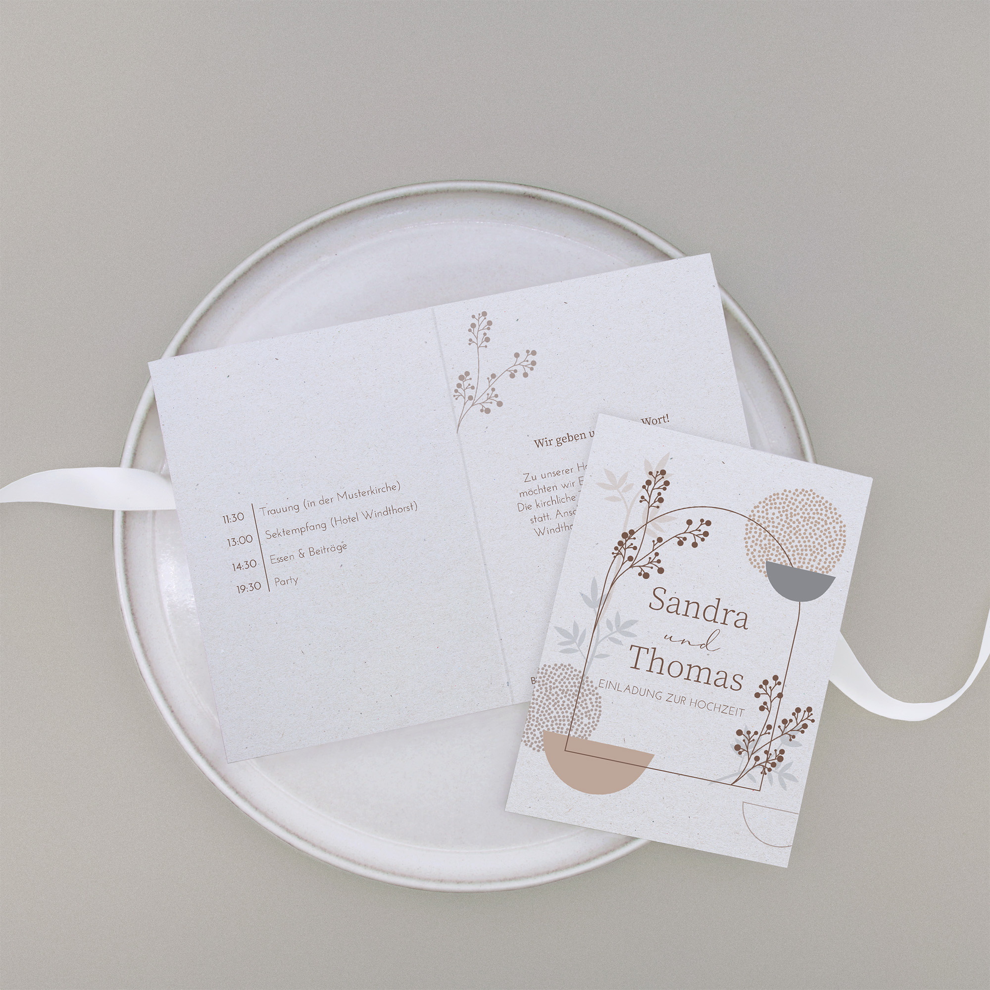 Klappkarte DIN A6 im Hochformat - Boho "Stone Bloom"