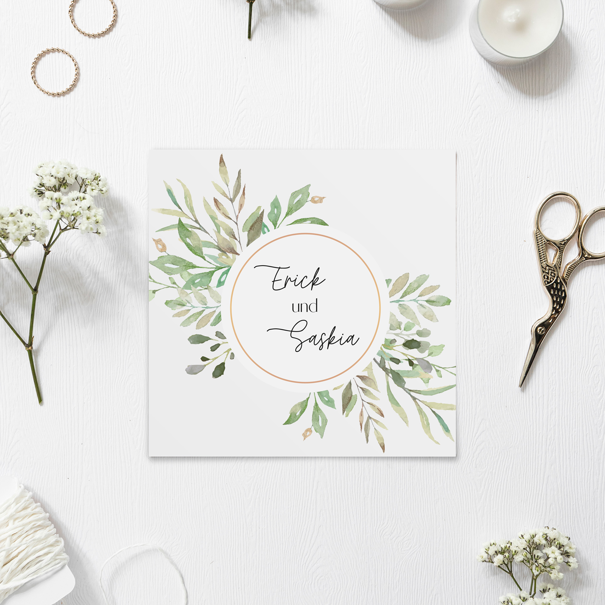 Postkarte Quadrat 148 x 148 mm - Greenery "Calm Grove"