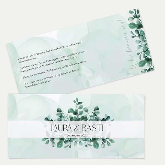 Postkarten DIN lang im Querformat 210 x 98 mm - Greenery "Eucalyptus Crown"