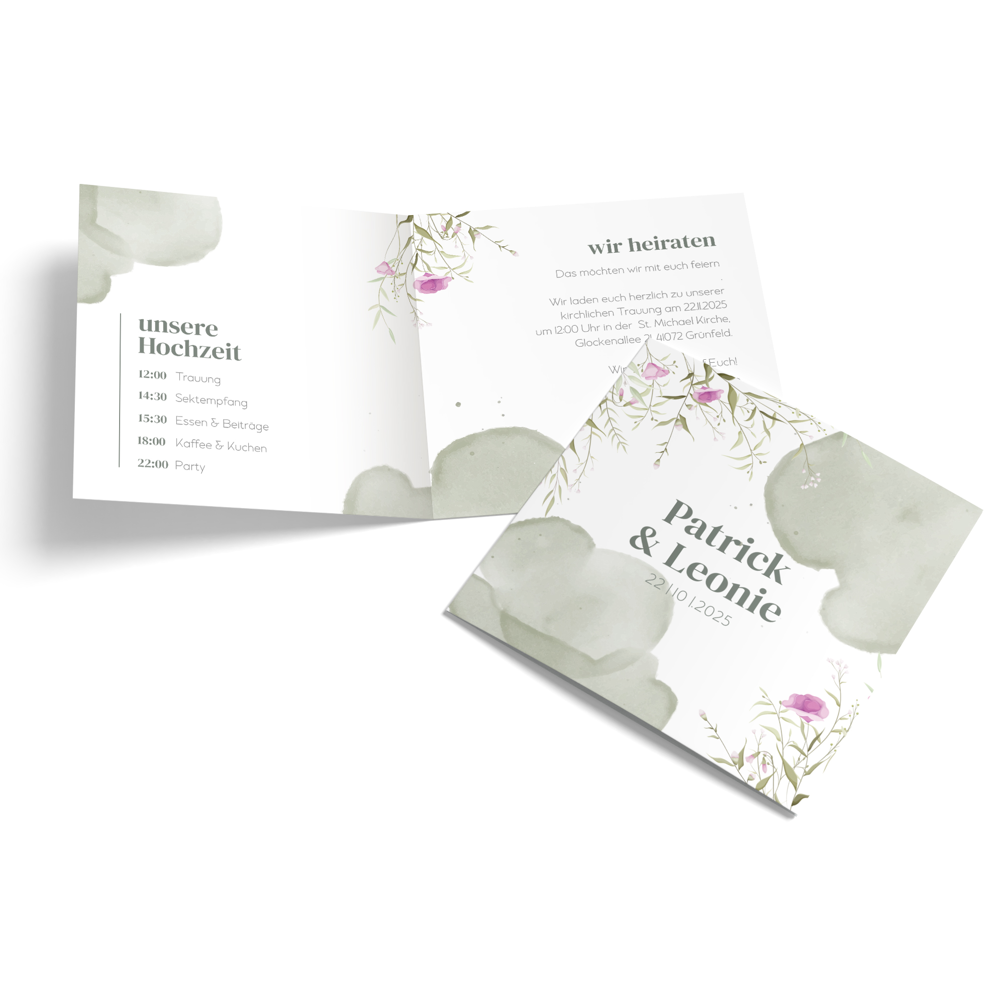 Klappkarte Quadratisch 148 x 148 mm - Aquarell - "Wildflower Garden"