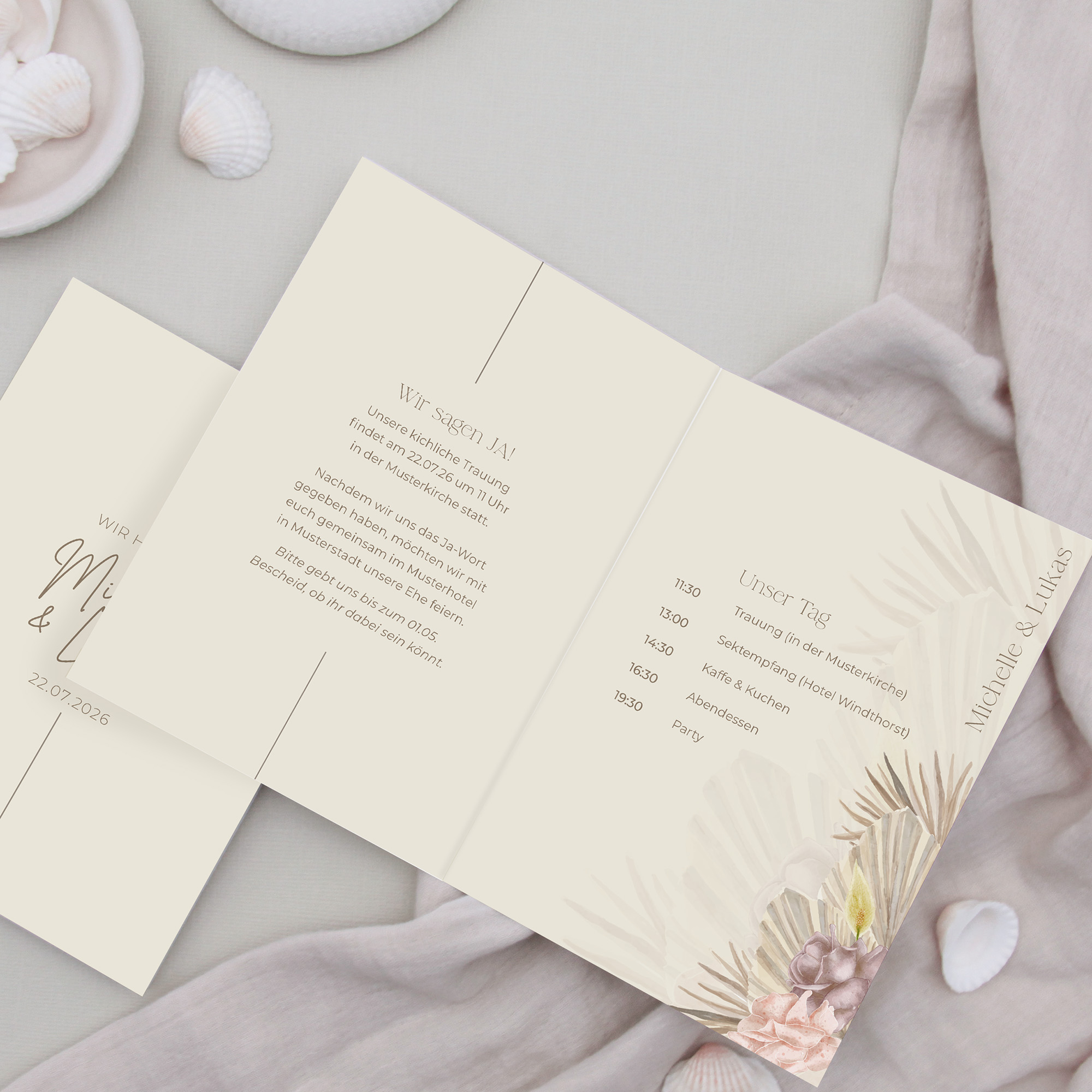 Klappkarte DIN A6 im Hochformat - Boho "Boho Minimal"