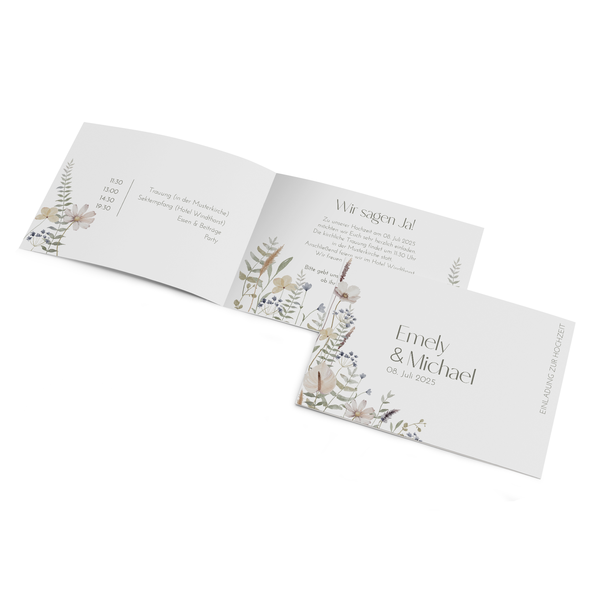 Klappkarte DIN A6 im Querformat - Boho "Pastel Bloom"