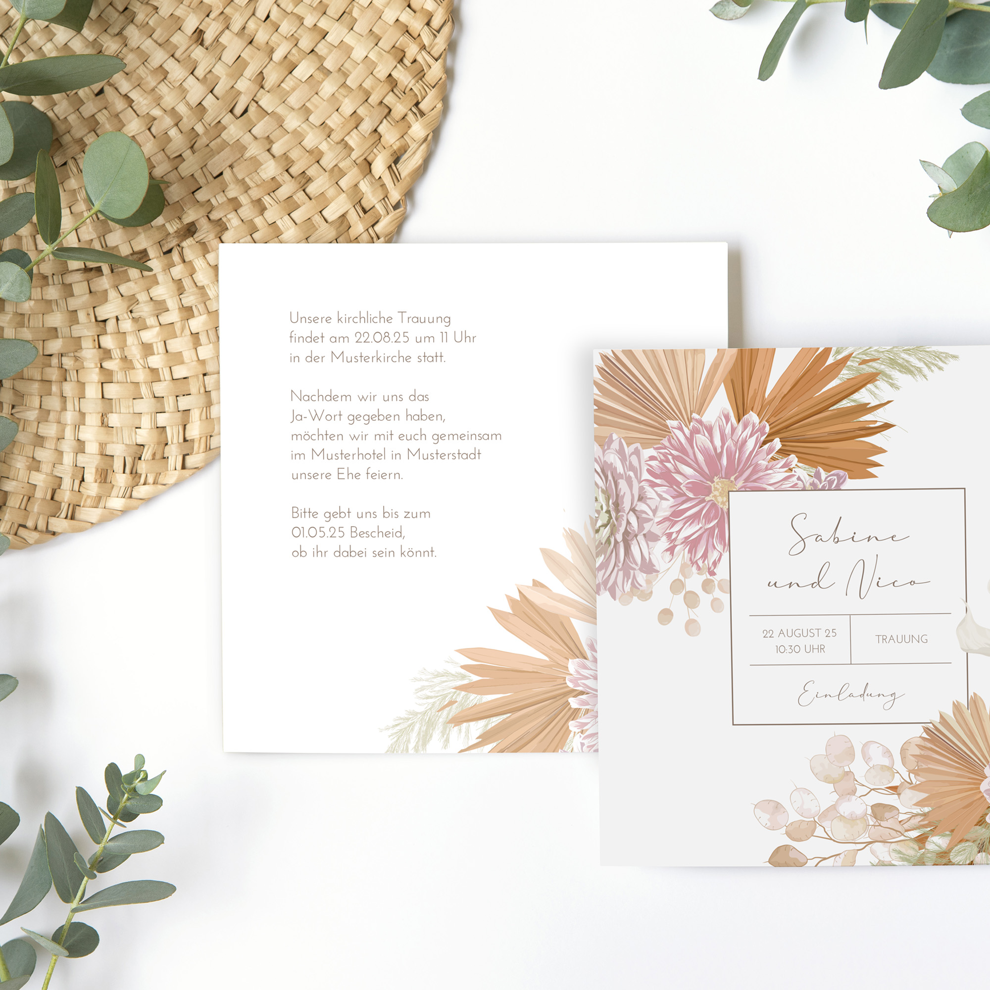 Postkarte Quadrat 148 x 148 mm - Floral "Terracotta Blossom"