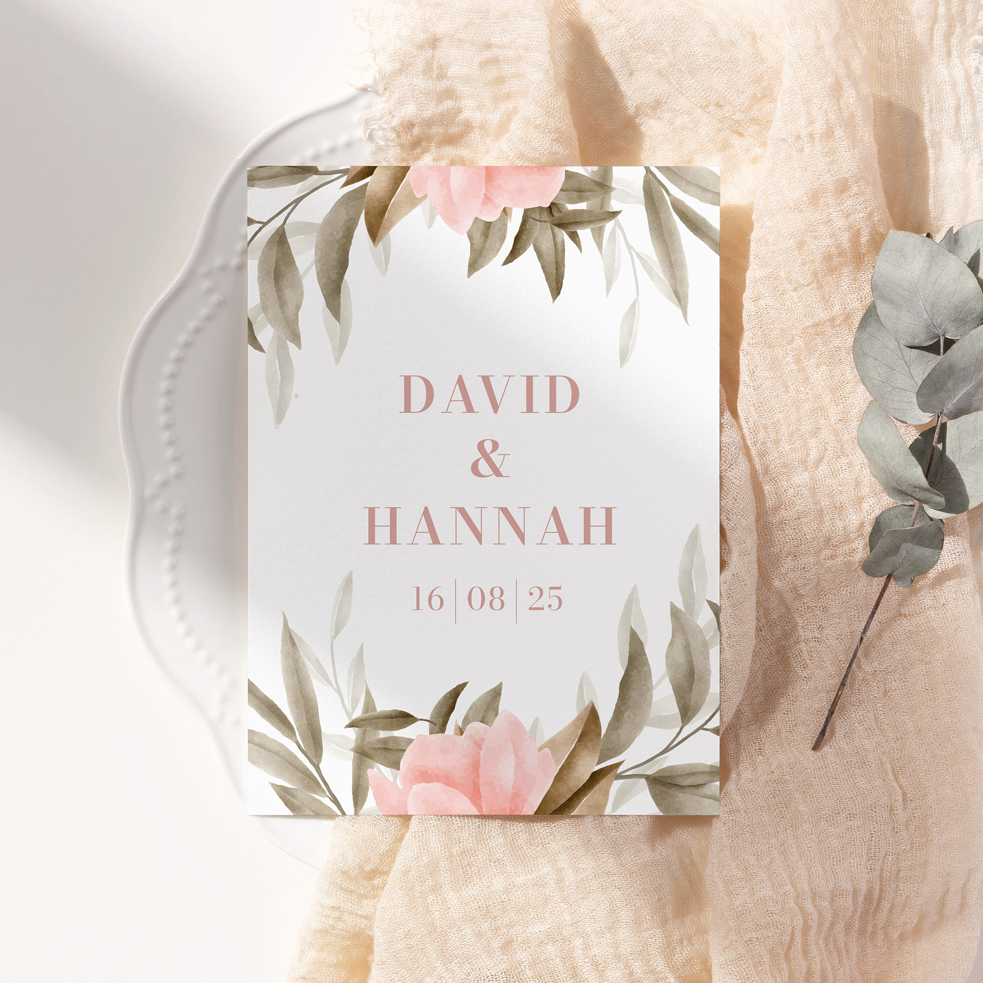 Postkarte DIN A6 im Hochformat - Floral "Rose Leaf"