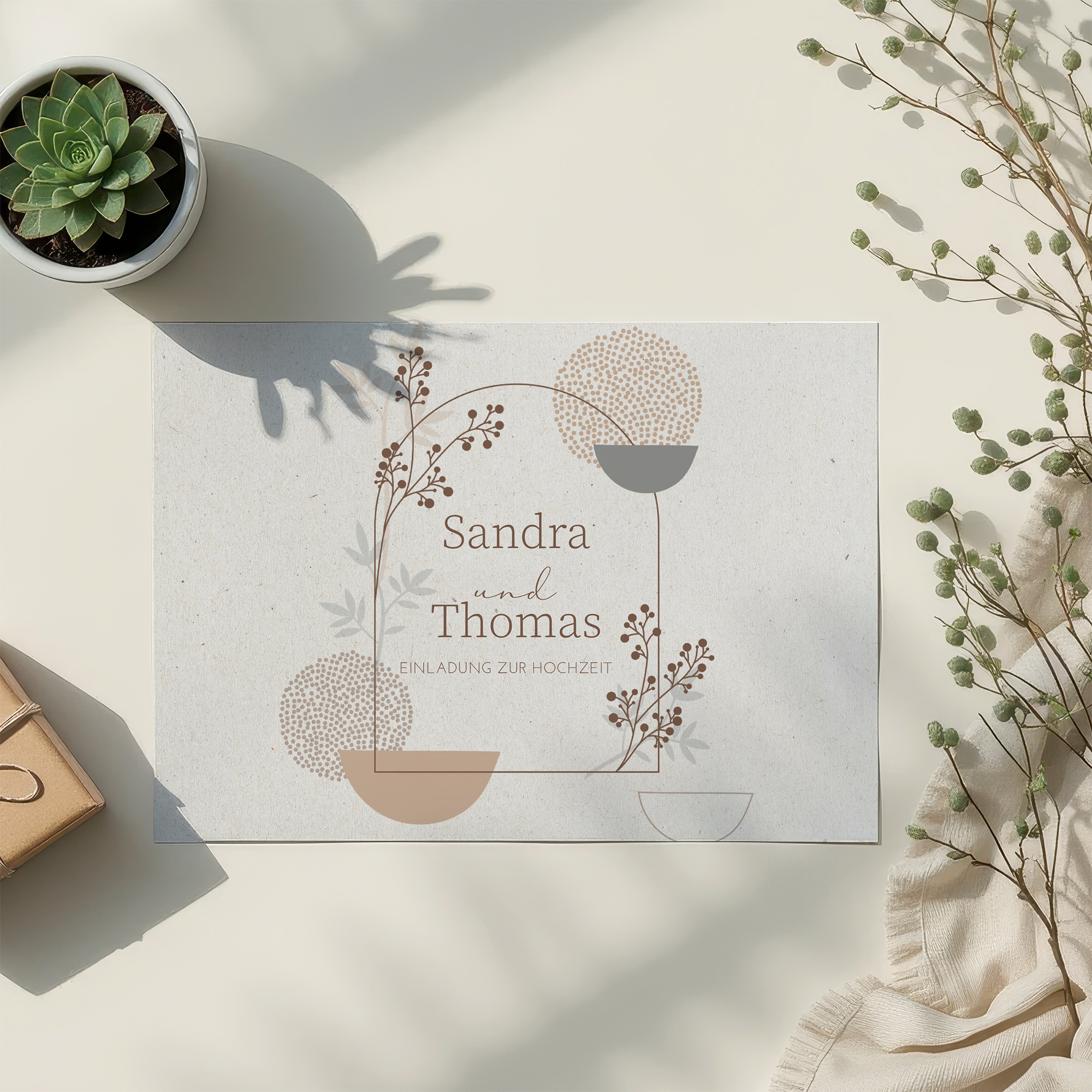 Postkarte DIN A6 im Querformat - Boho "Stone Bloom"