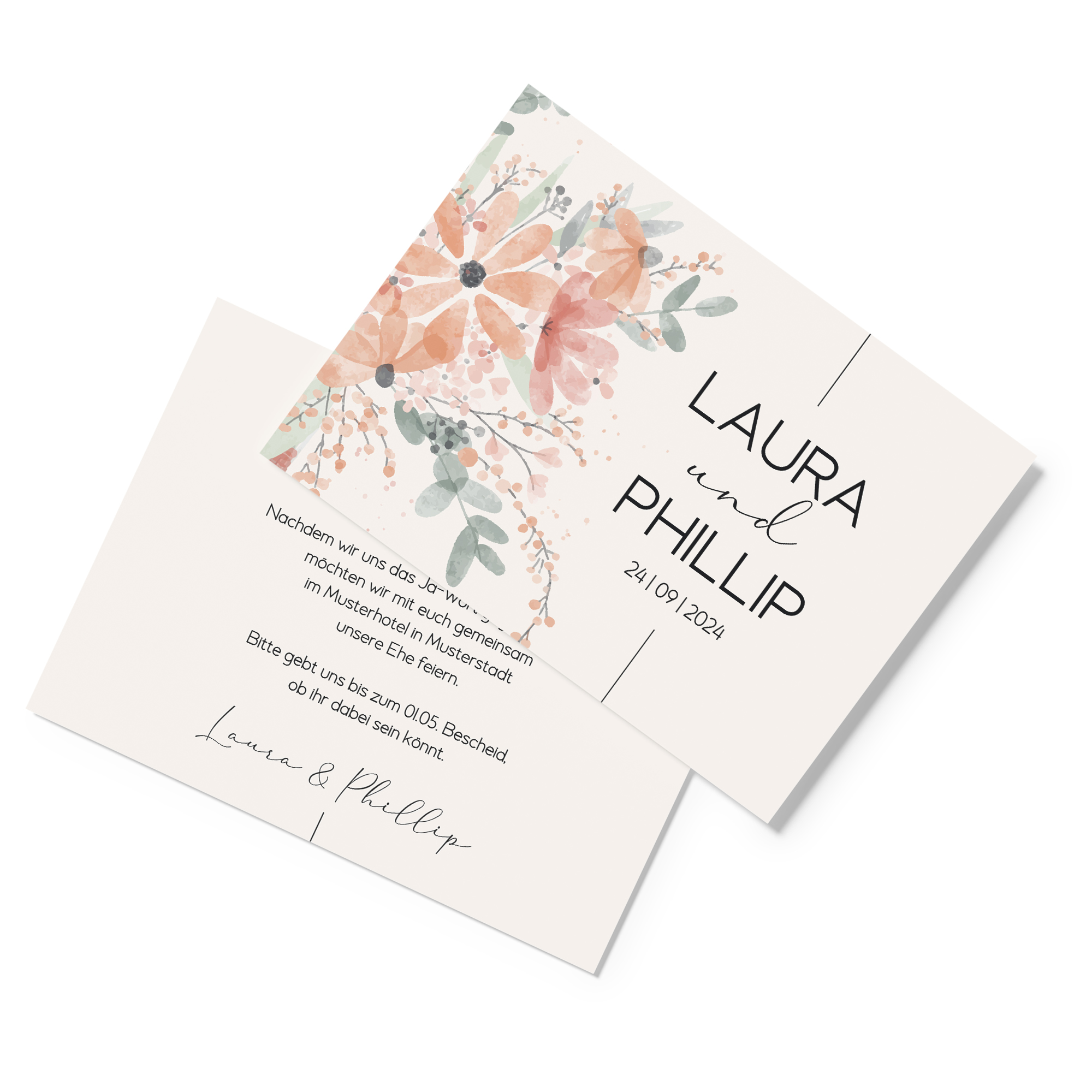 Postkarte DIN A6 im Querformat - Aquarell "terracotta Bloom"