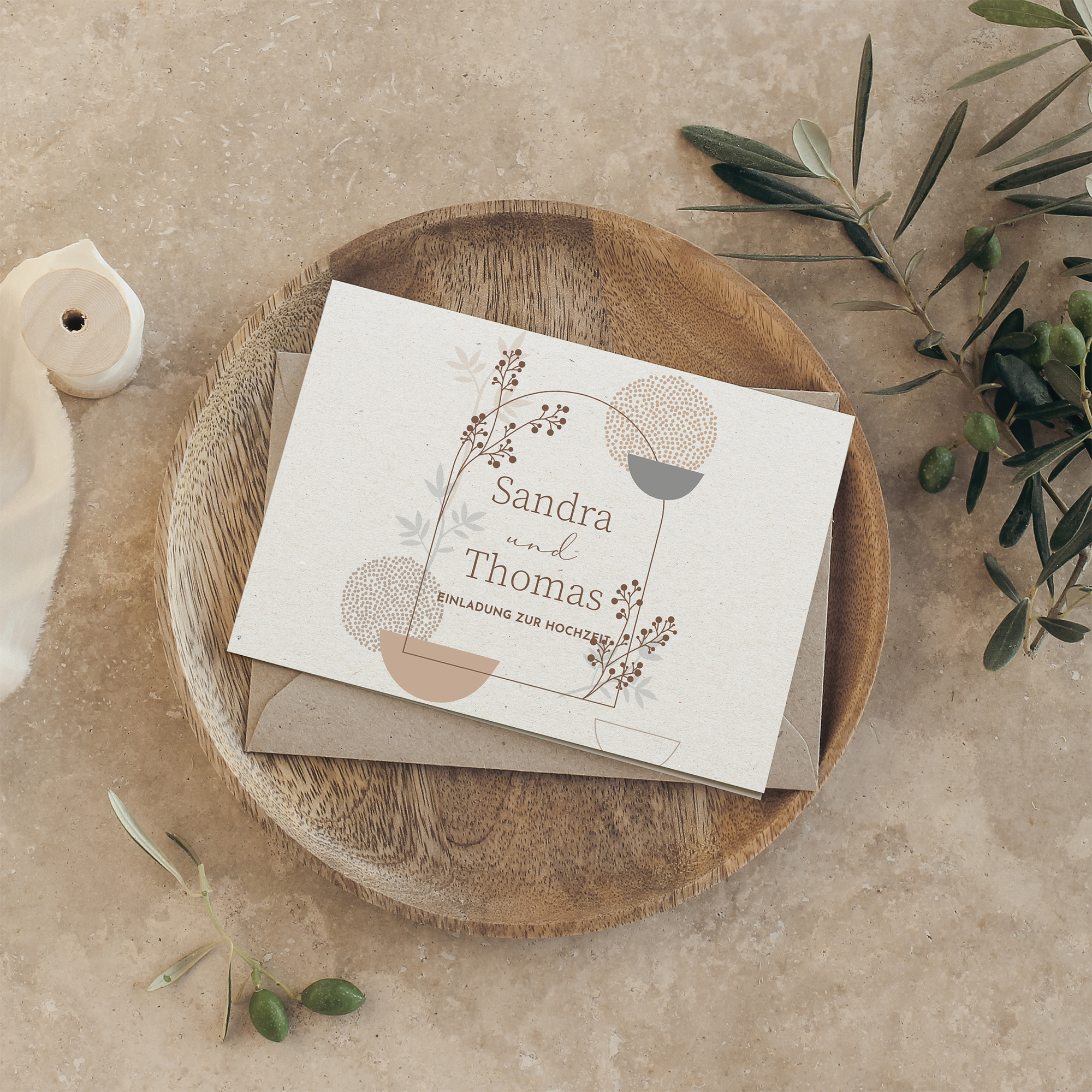 Klappkarte DIN A6 im Querformat - Boho "Stone Bloom"