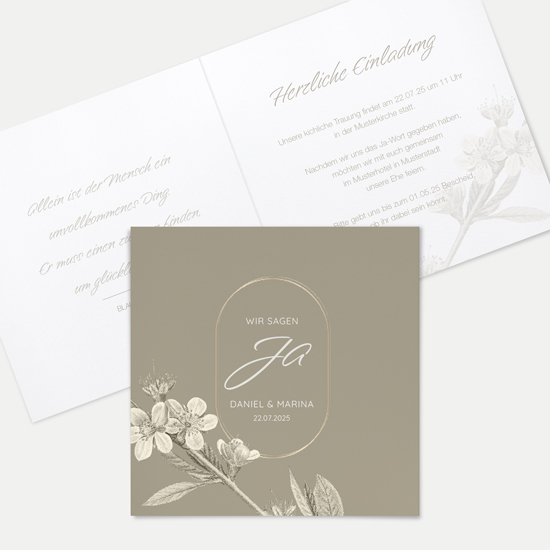 Klappkarte Quadratisch 148 x 148 mm - Floral - "Classic Flora"