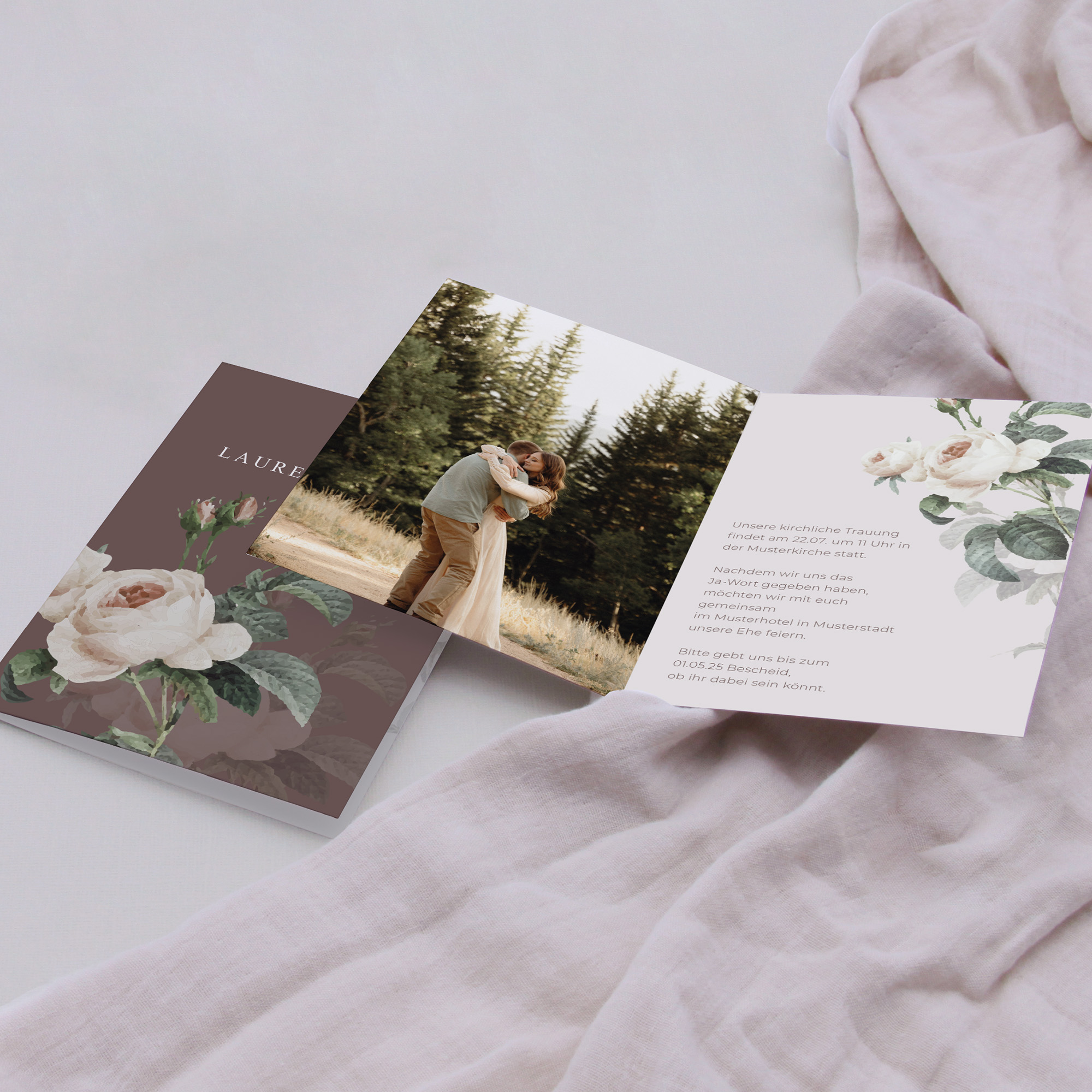 Klappkarte DIN A6 im Hochformat - Floral "Antique Rose"