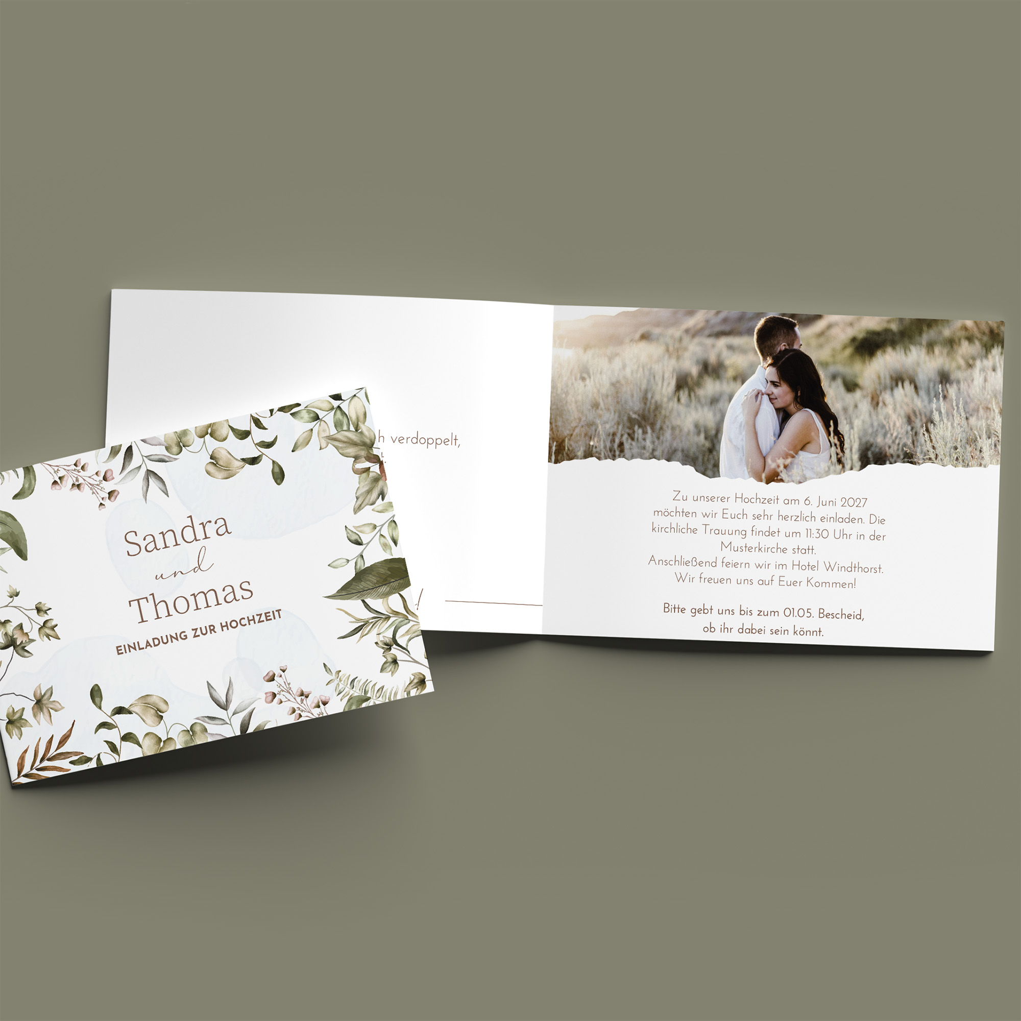 Klappkarte DIN A6 im Querformat - Boho "Nature Hold"