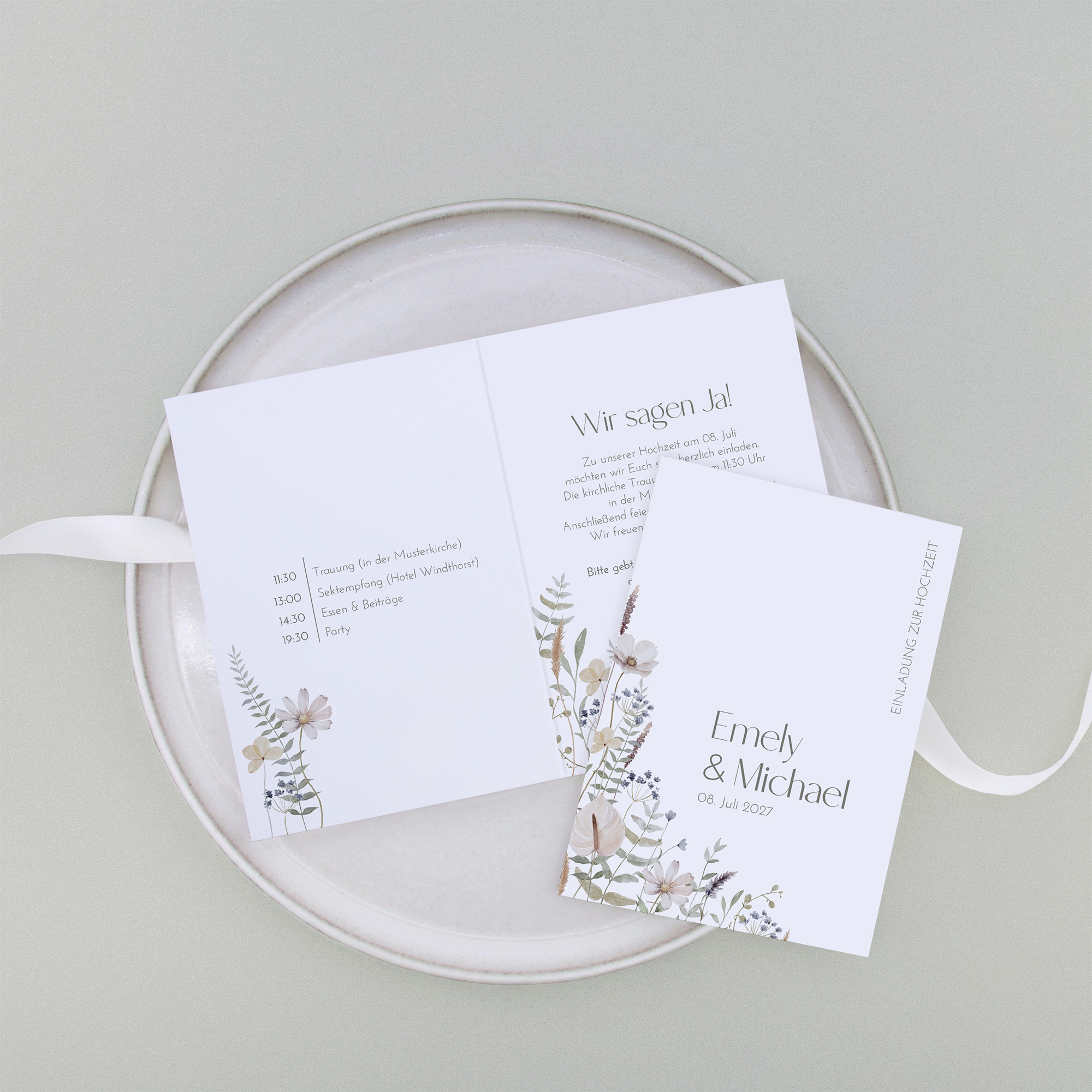 Klappkarte DIN A6 im Hochformat - Boho "Pastel Bloom"