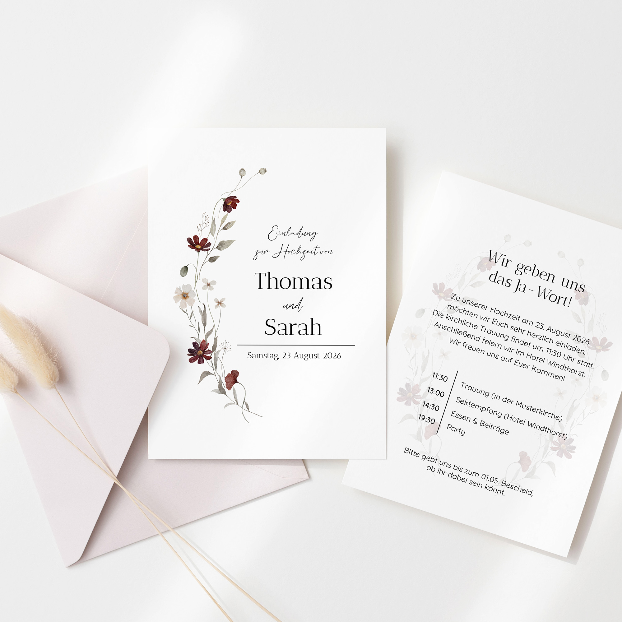 Postkarte DIN A6 im Hochformat - Vintage "Wildflower Note"