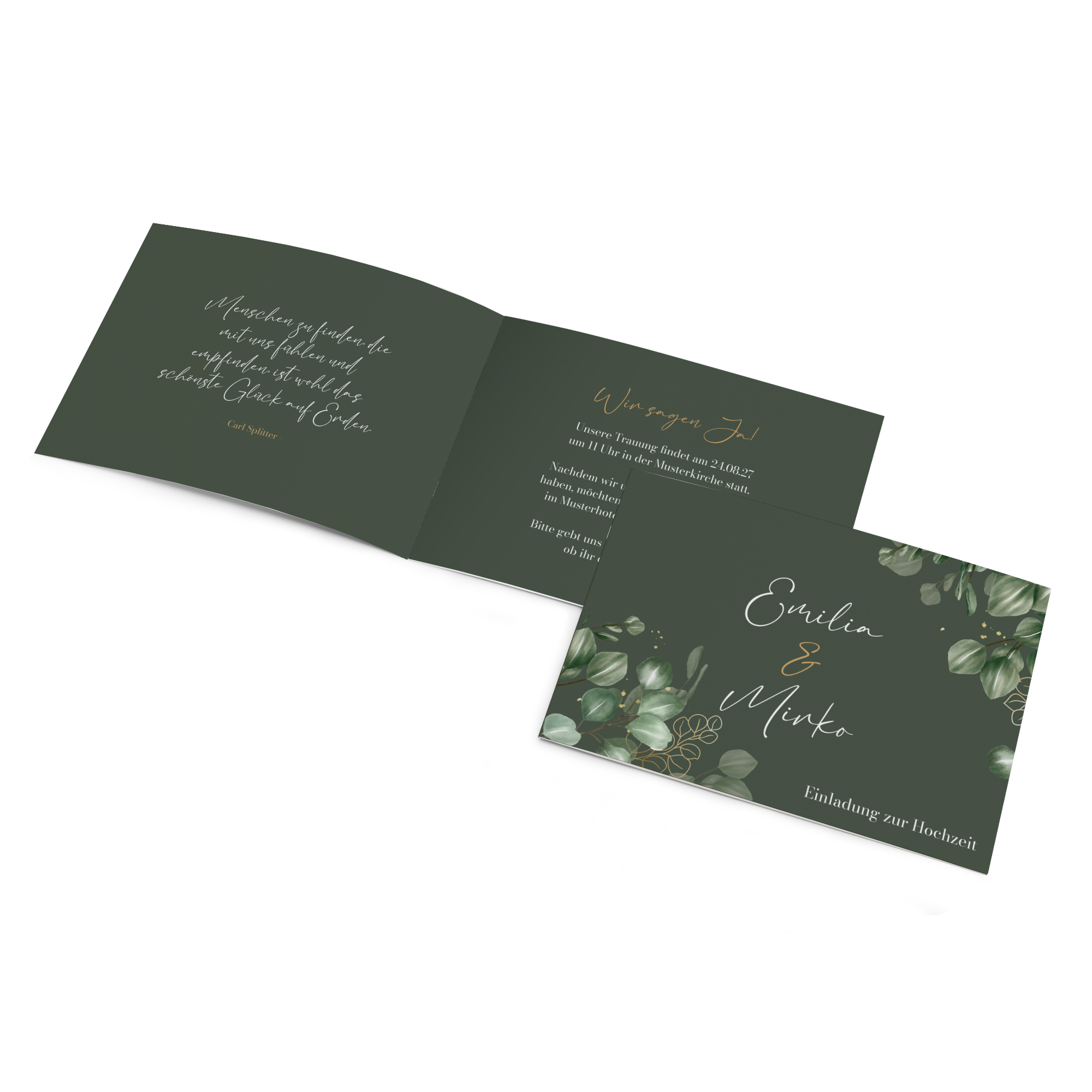 Klappkarte DIN A6 im Querformat - Greenery "Eucalyptus Night"