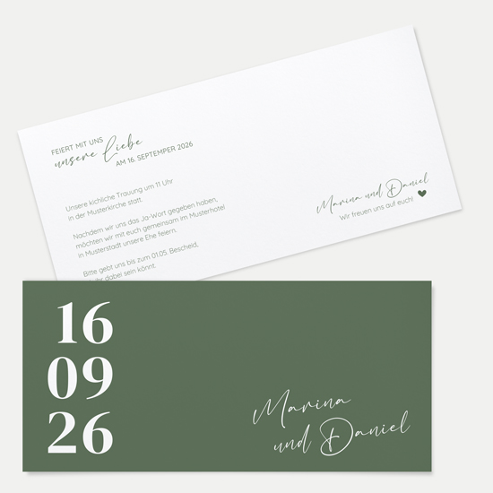 Postkarten DIN lang im Querformat 210 x 98 mm - Minimalistisch "Simply Green"