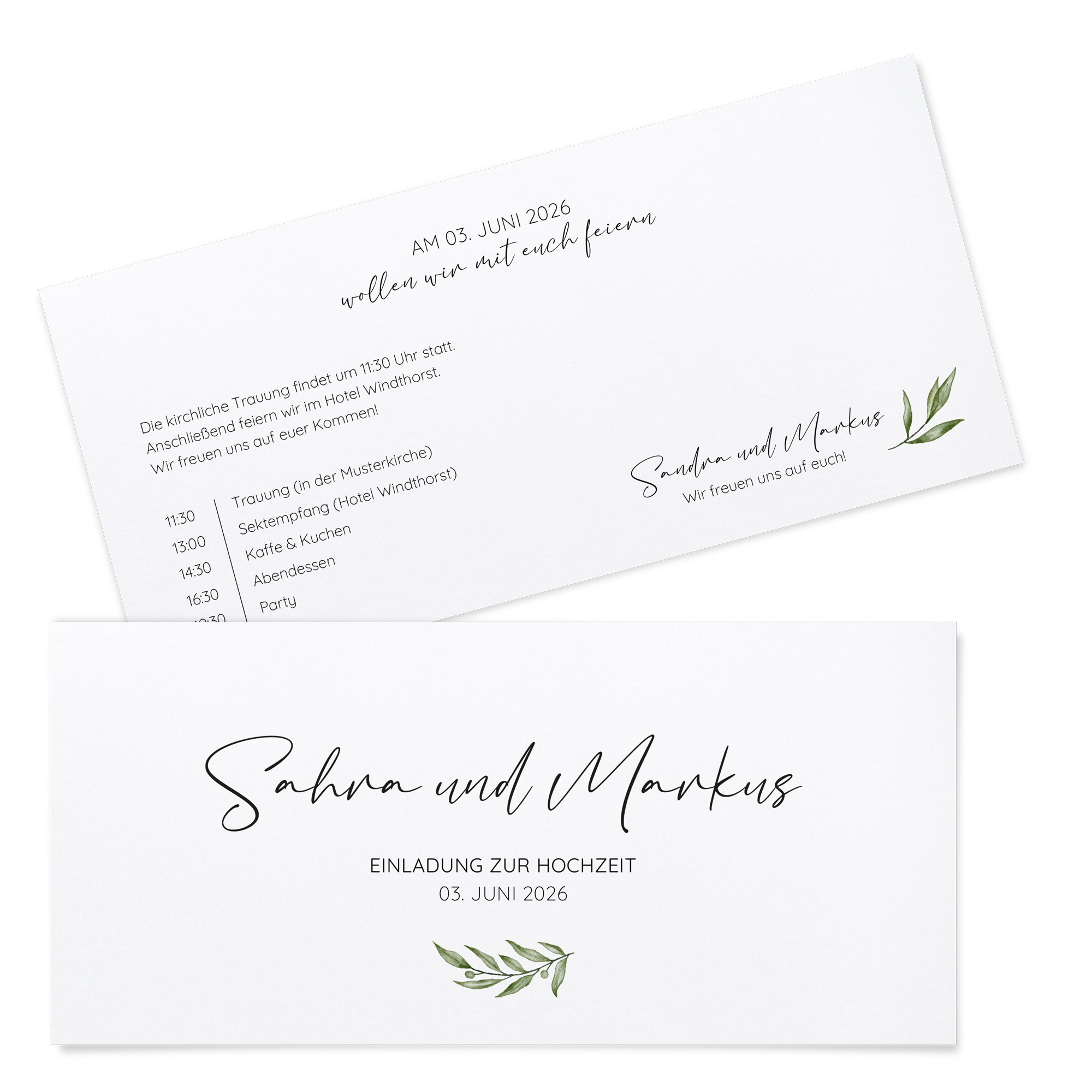 Postkarten DIN lang im Querformat 210 x 98 mm - Minimalistisch "Olivetta"