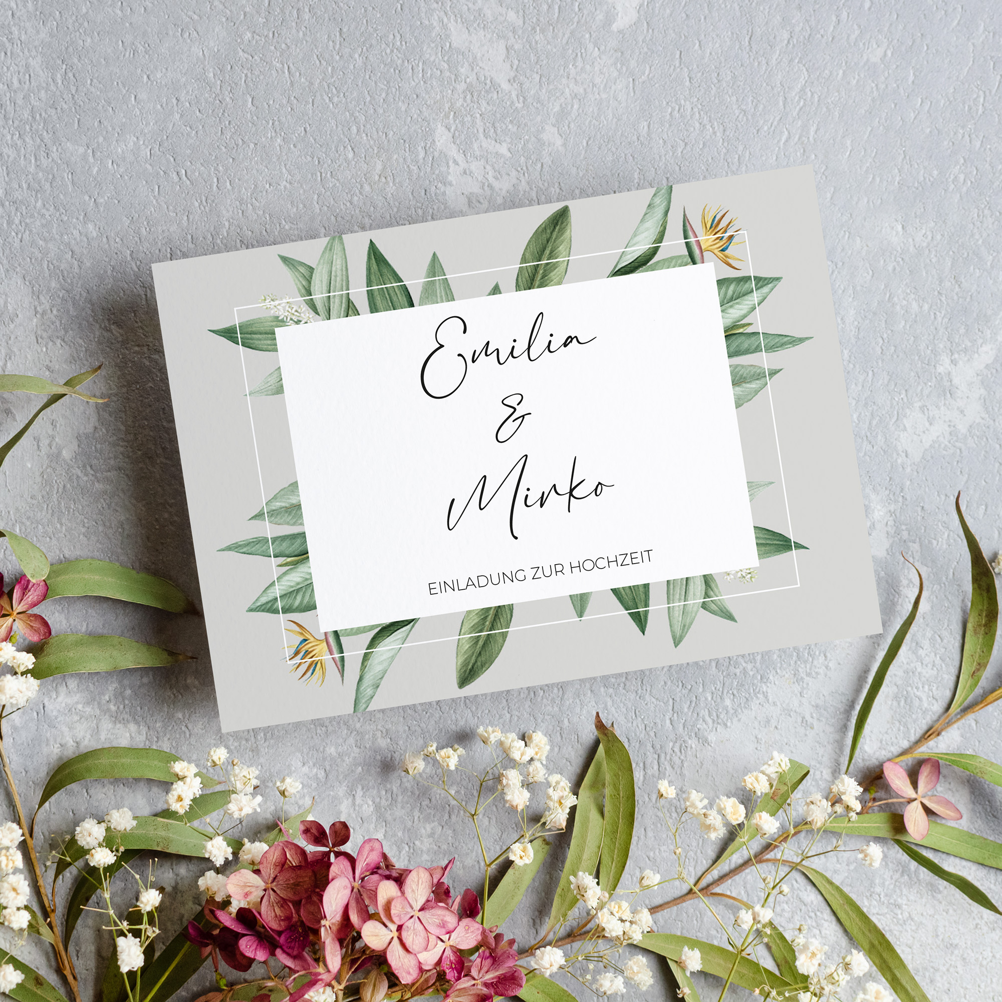 Postkarte DIN A6 im Querformat - Greenery - "Tropical Frame"