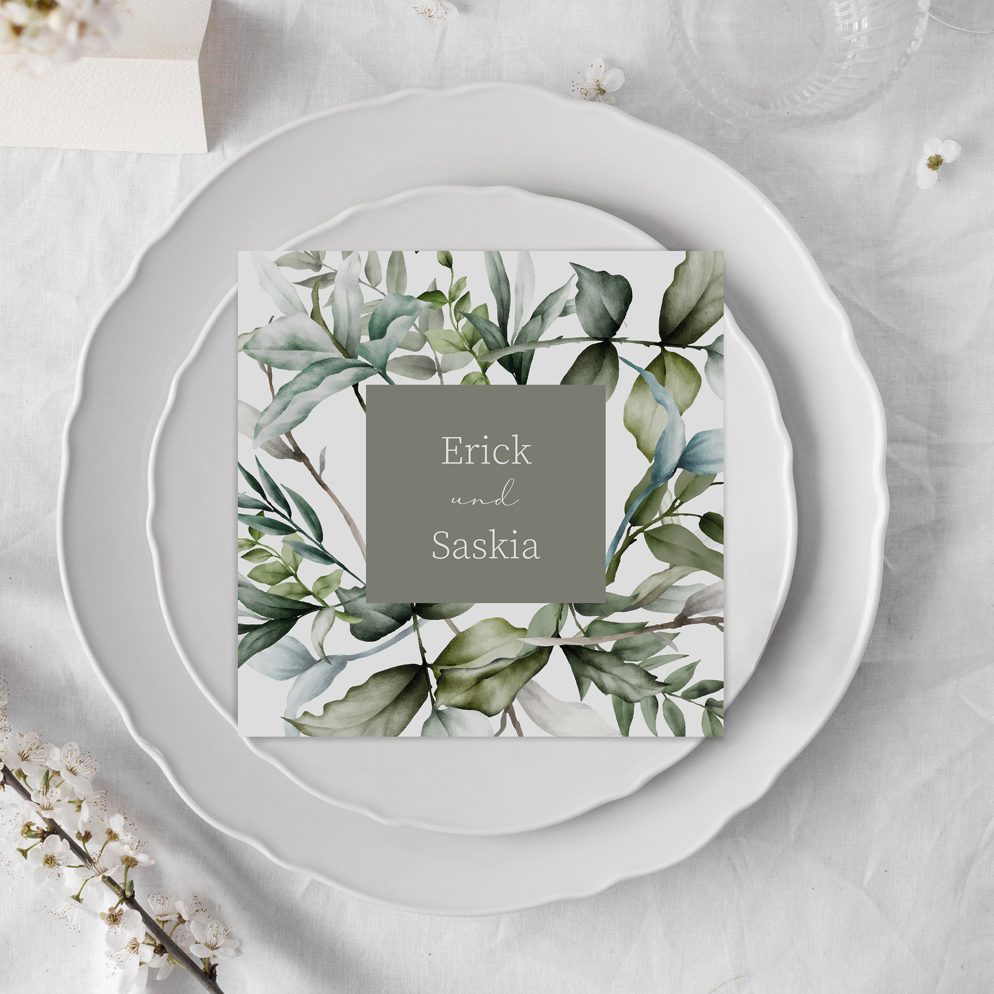 Postkarte Quadrat 148 x 148 mm - Greenery "Pure Greenery"