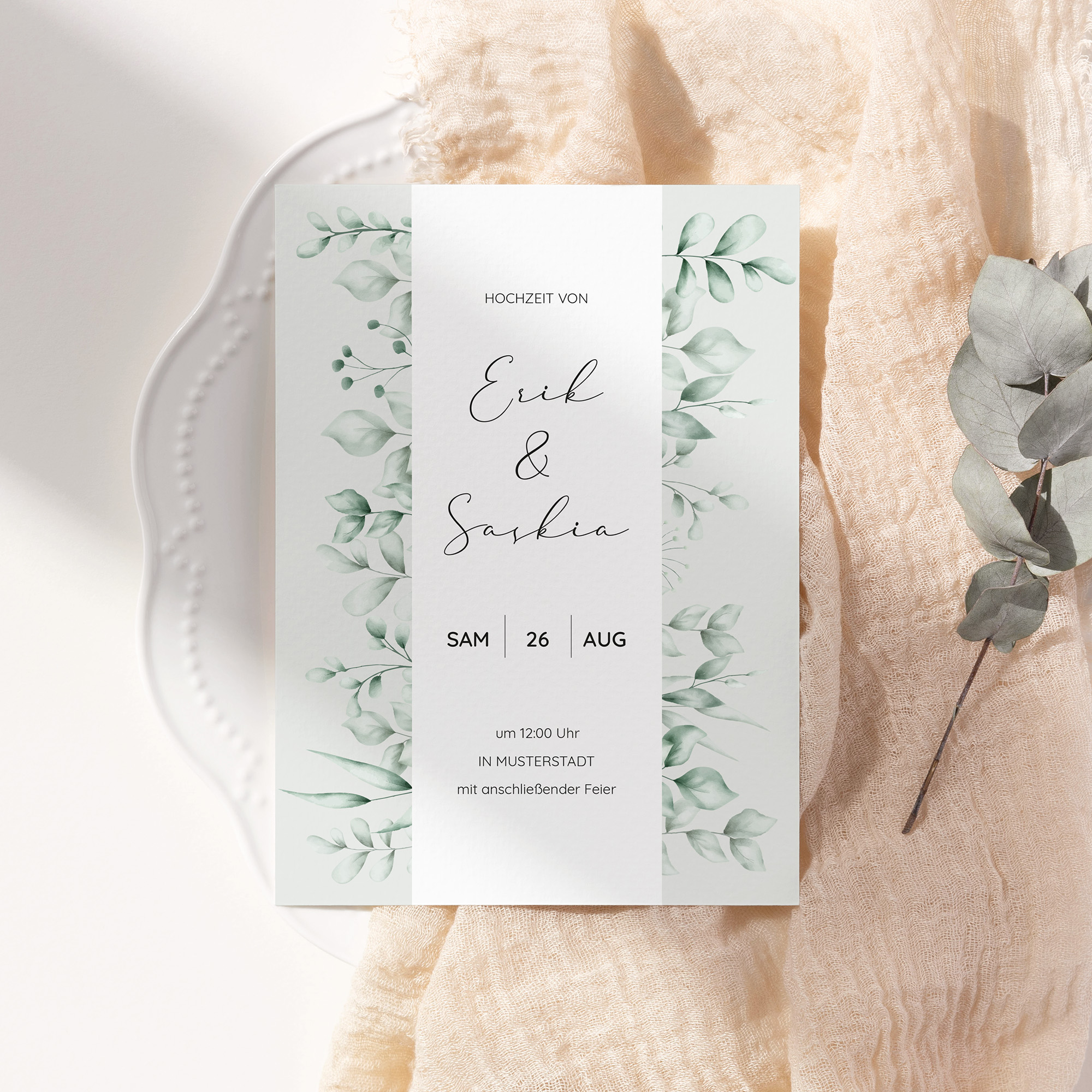 Postkarte DIN A6 im Hochformat - Greenery "Evergreen Mint"