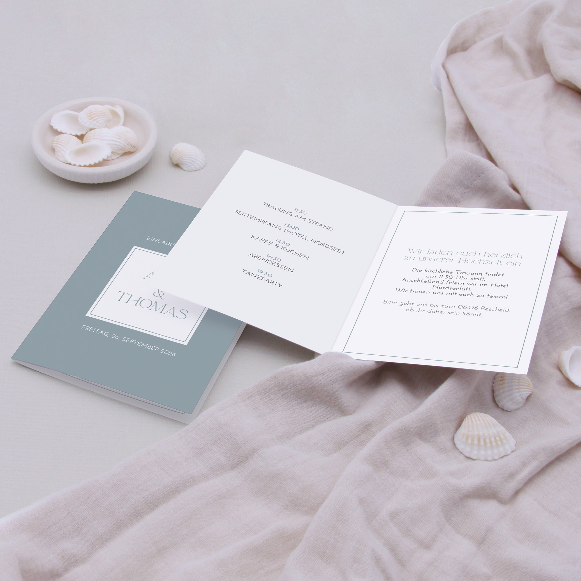 Klappkarte DIN A6 im Hochformat - Minimalistisch "Nordic Shore"