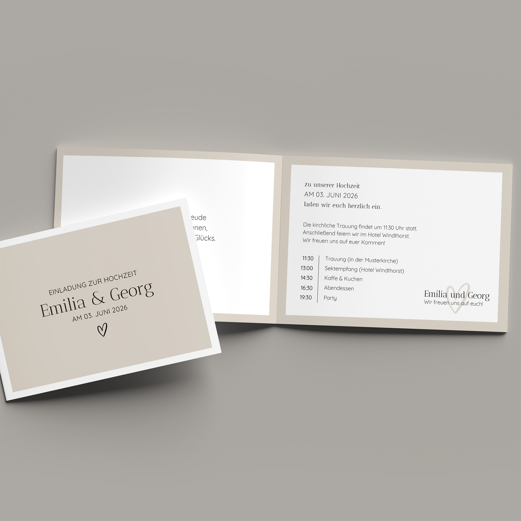 Klappkarte DIN A6 im Querformat - Minimalistisch "Latte Macchiato"