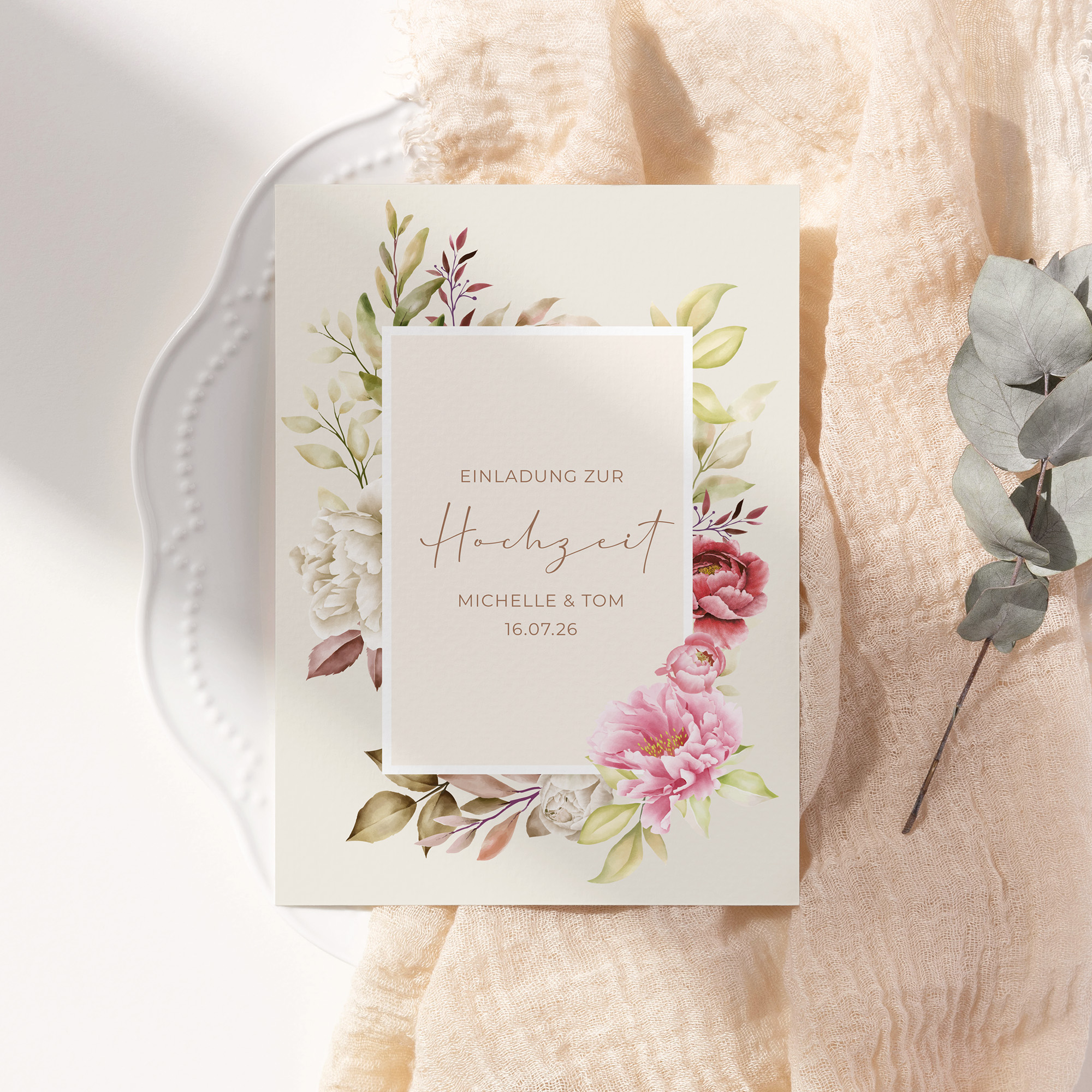 Postkarte DIN A6 im Hochformat - Floral "Peony Bloom"