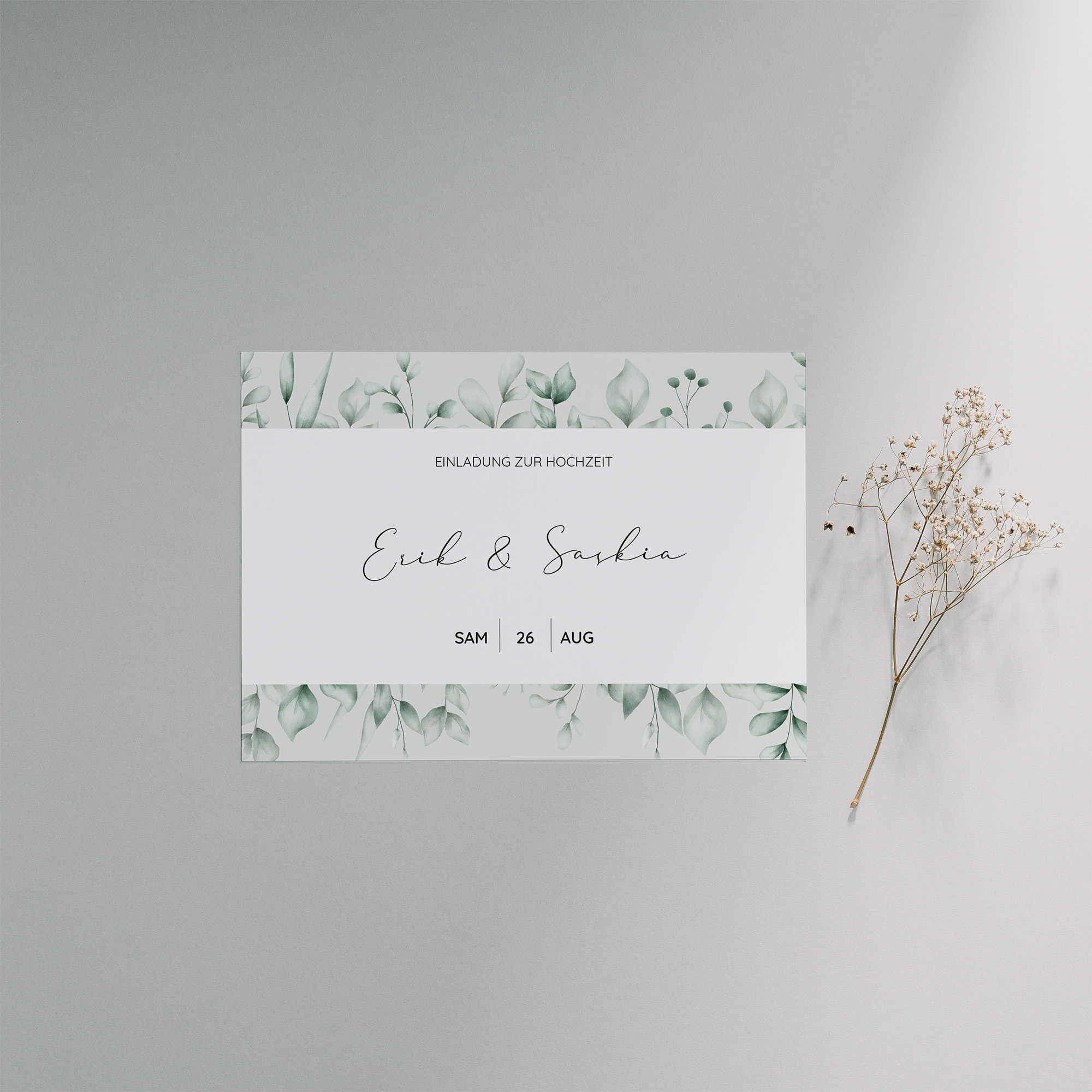 Postkarte DIN A6 im Querformat - Greenery - "Evergreen Mint"