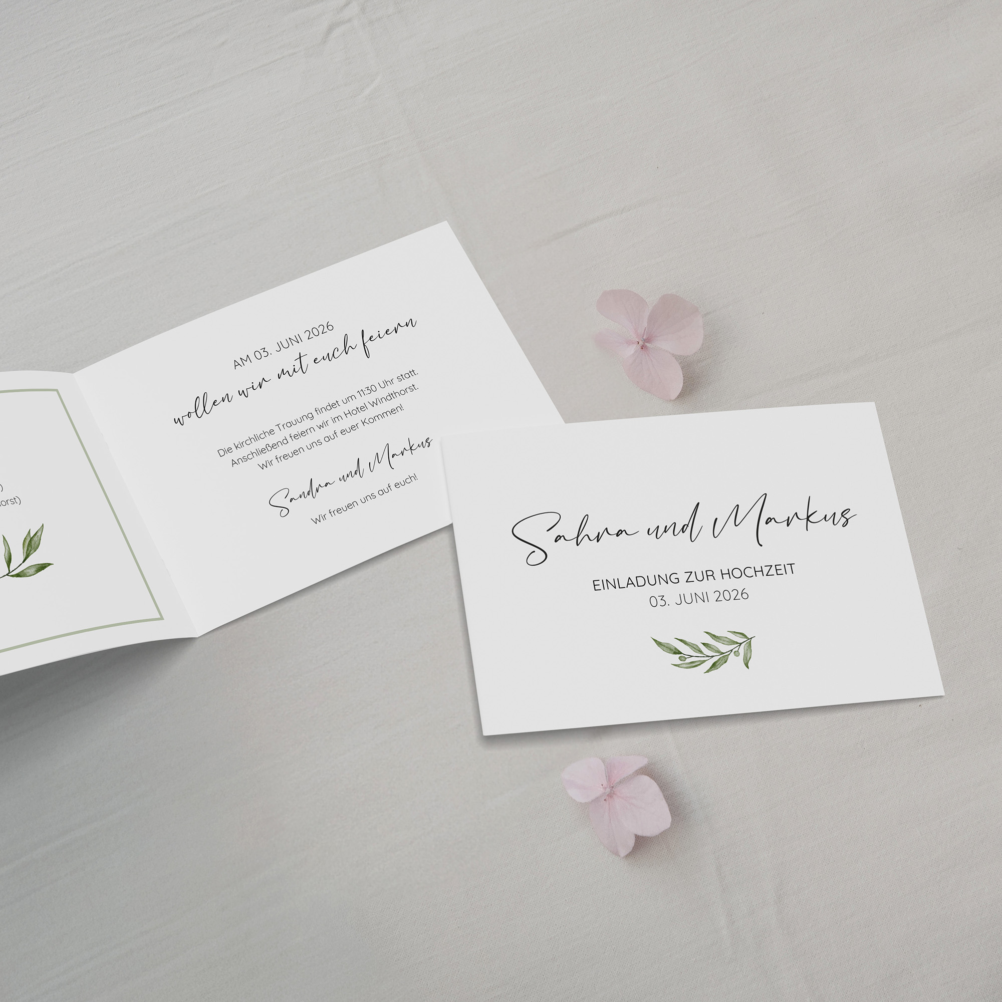 Klappkarte DIN A6 im Querformat - Minimalistisch "Olivetta"