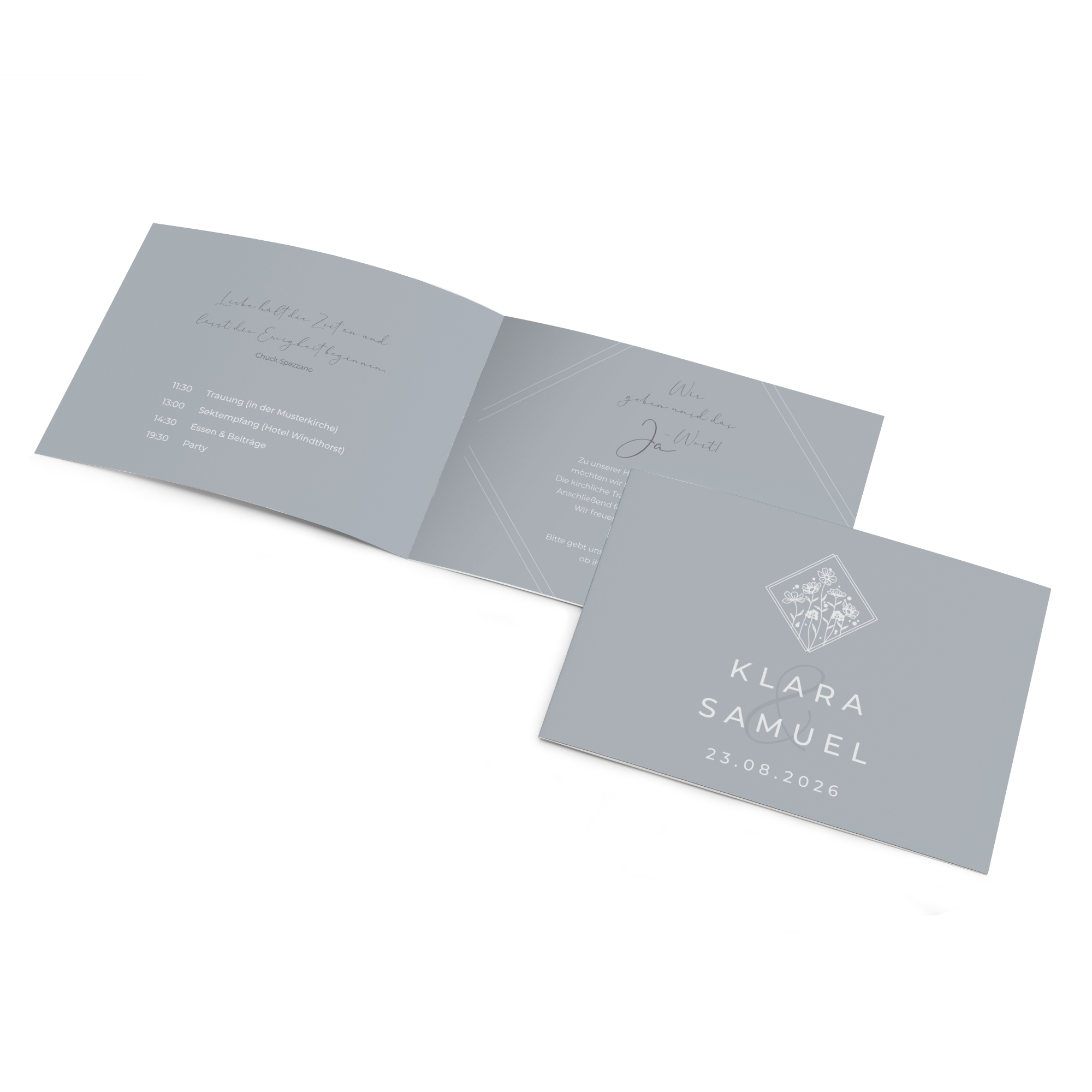 Klappkarte DIN A6 im Querformat - Vintage - "La Fleur Bleue"