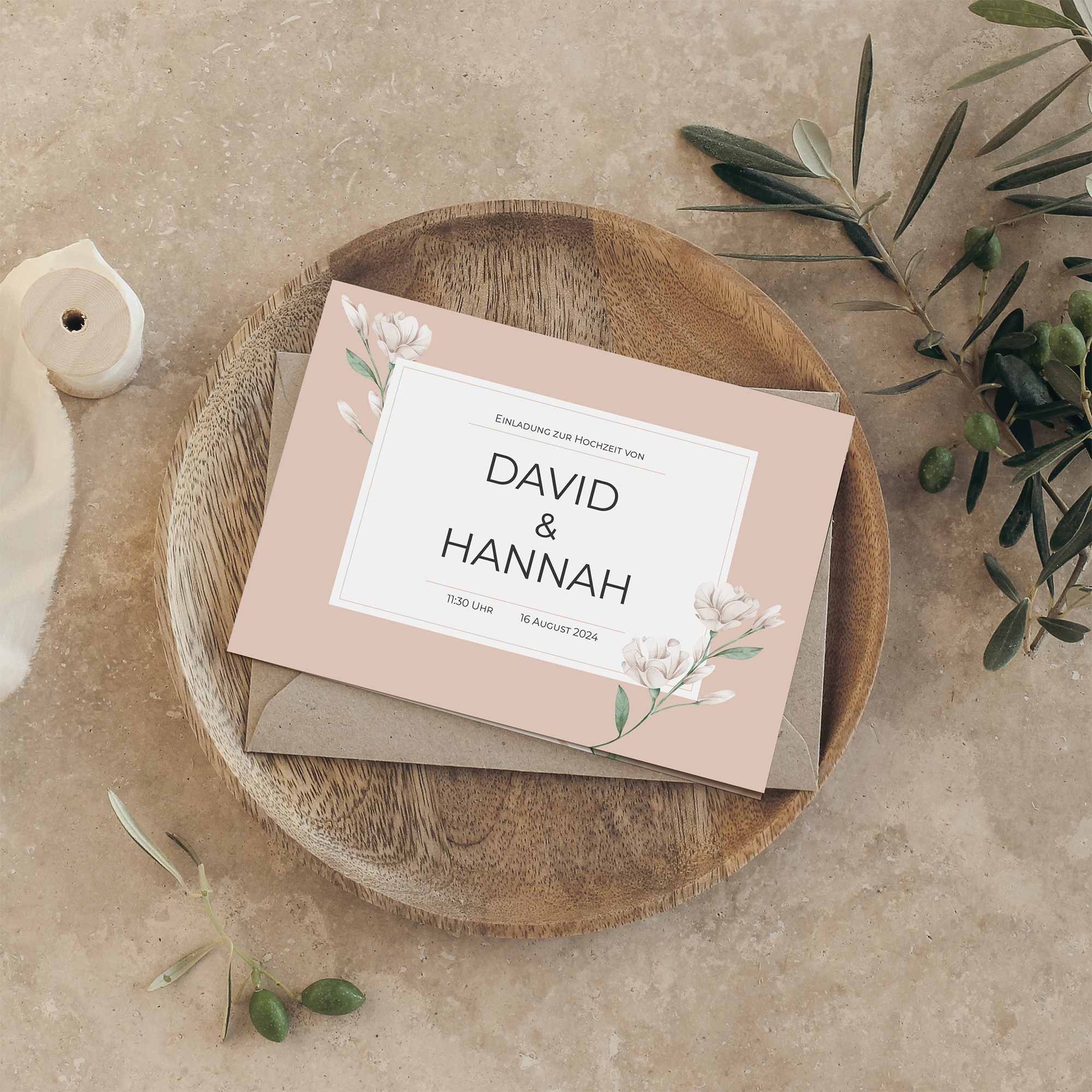 Klappkarte DIN A6 im Querformat - Floral "Neutral Florals"