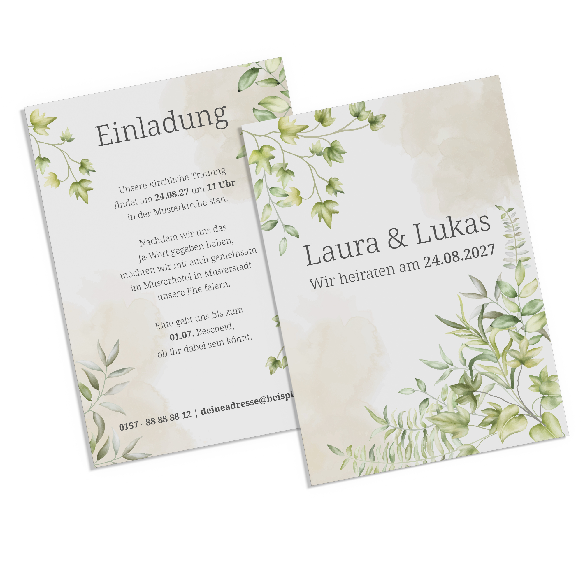 Postkarte DIN A6 im Hochformat - Greenery "leaf light"