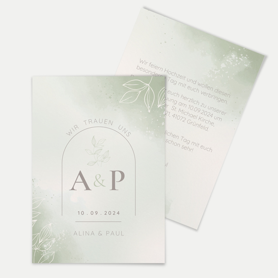 Postkarte DIN A6 im Hochformat - Aquarell "faded green"