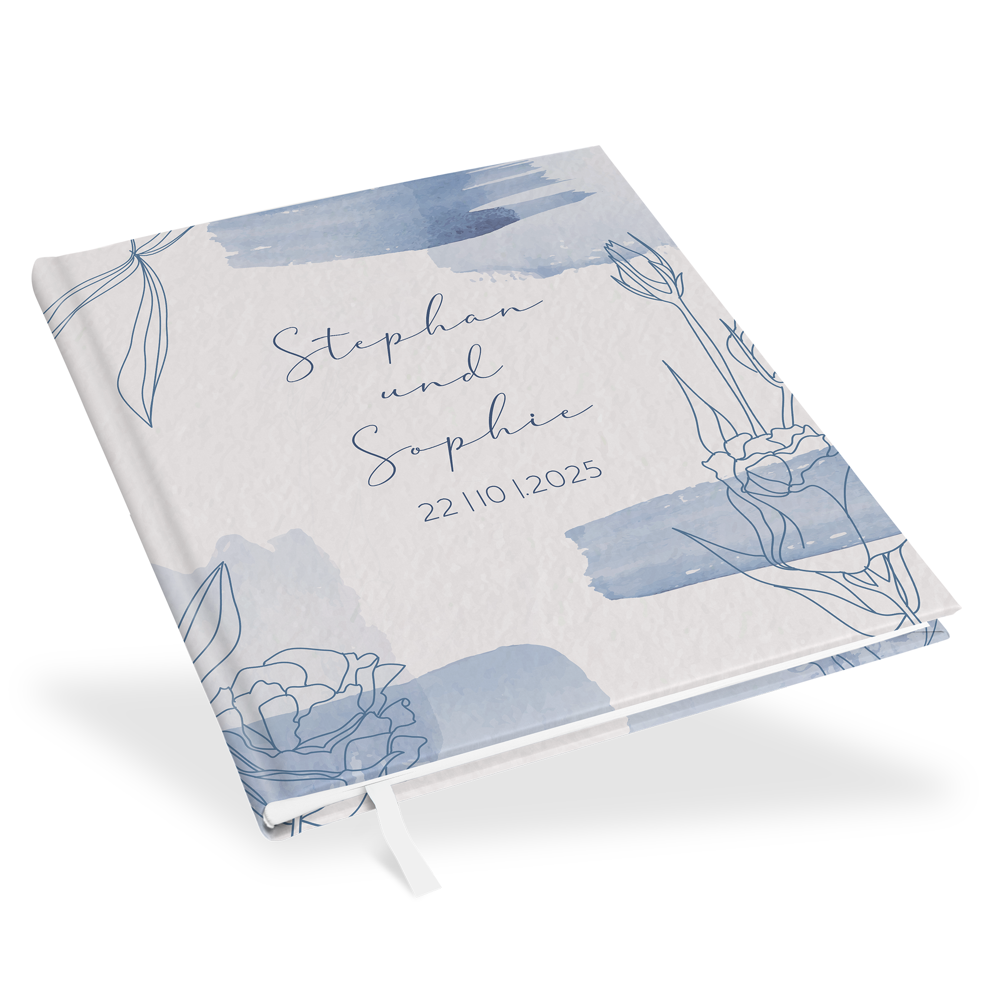 Erinnerungsbuch Hochzeit - Aquarell "midnight petals