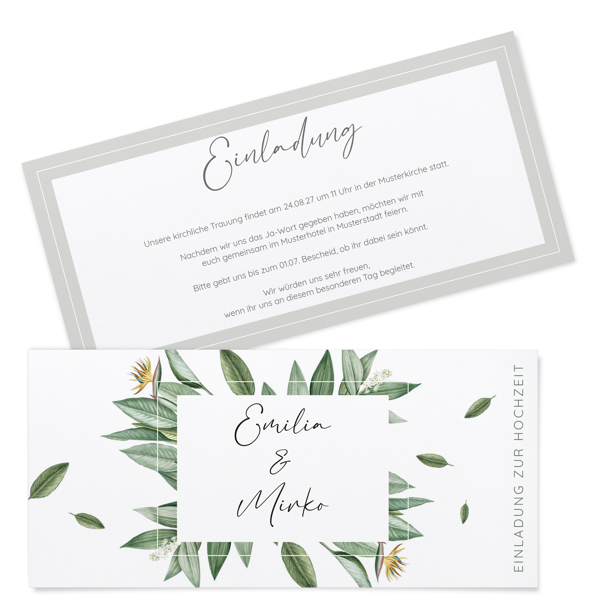 Postkarten DIN lang im Querformat 210 x 98 mm - Greenery "Tropical Frame"