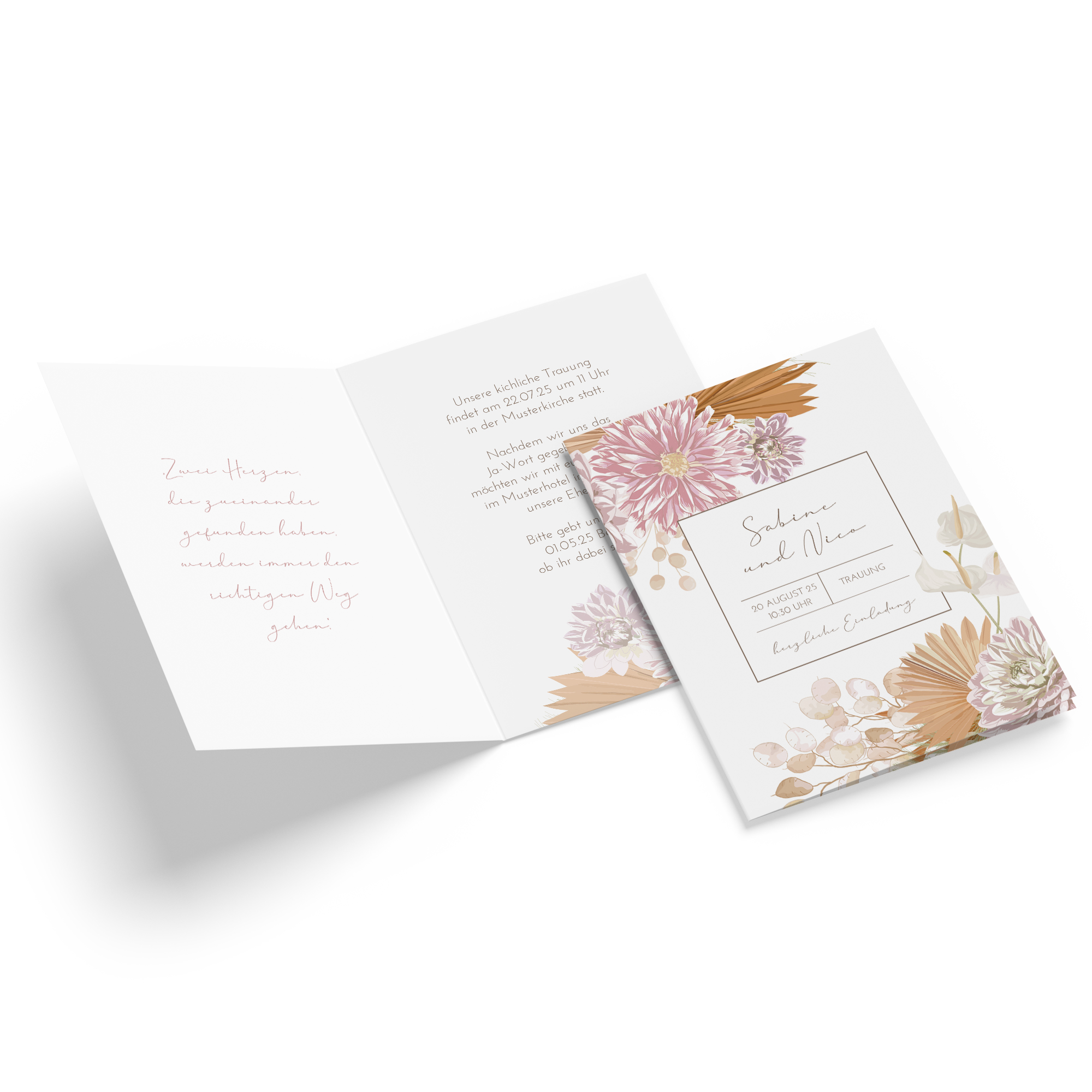 Klappkarte DIN A6 im Hochformat - Floral "Terracotta Blossom"