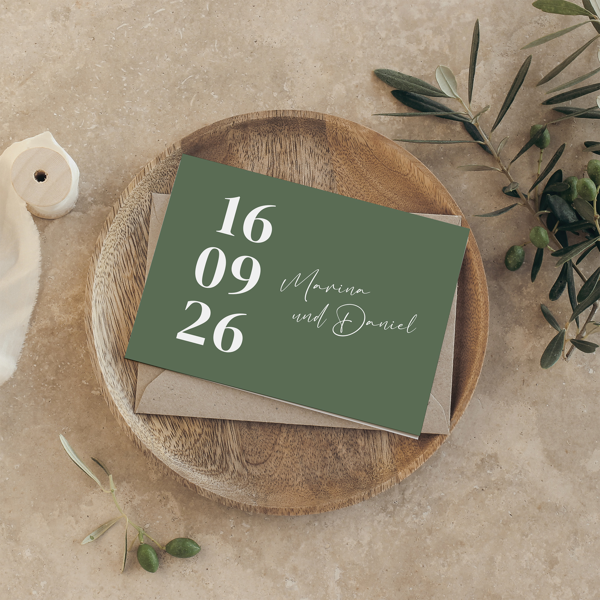 Klappkarte DIN A6 im Querformat - Minimalistisch "Simply Green"