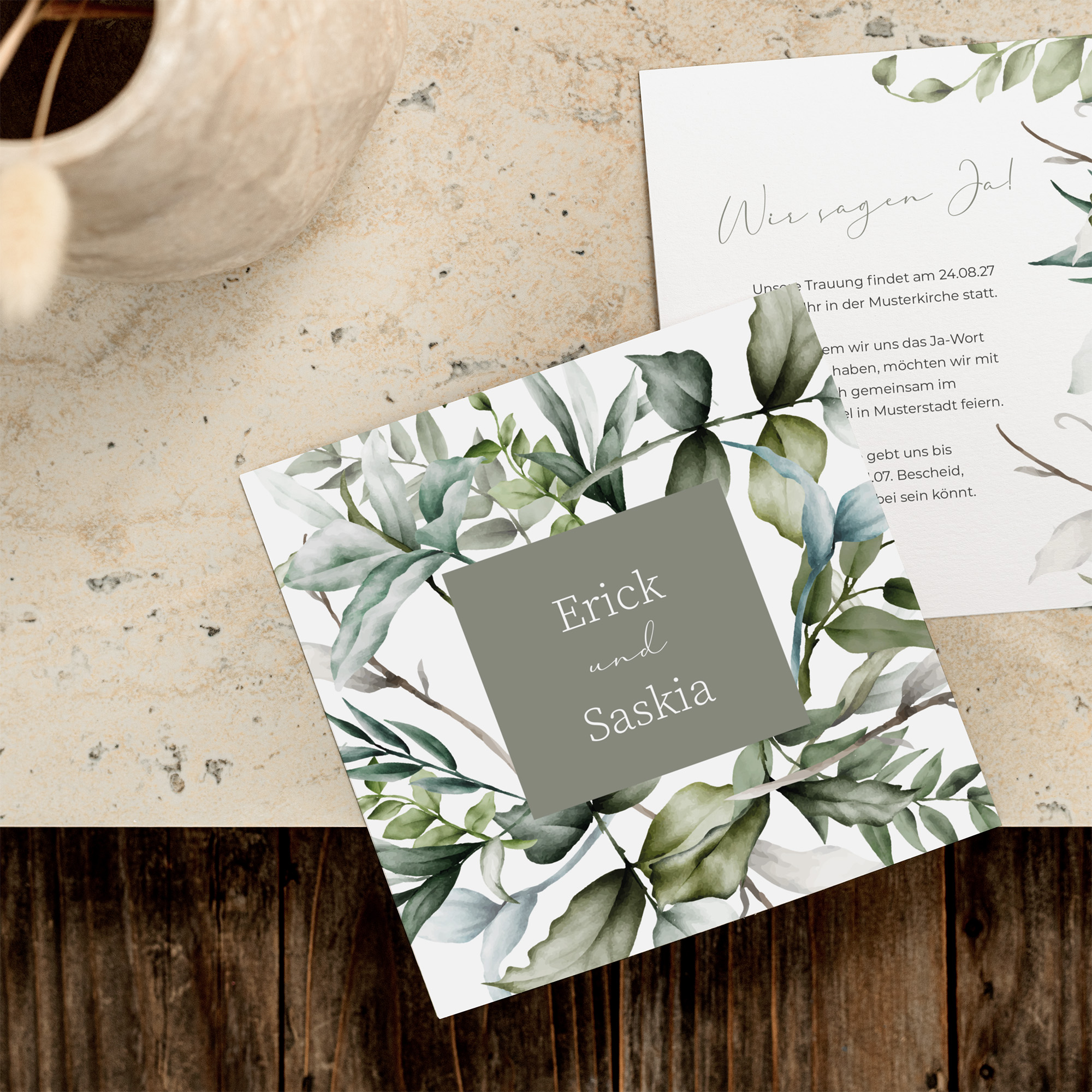 Postkarte Quadrat 148 x 148 mm - Greenery "Pure Greenery"