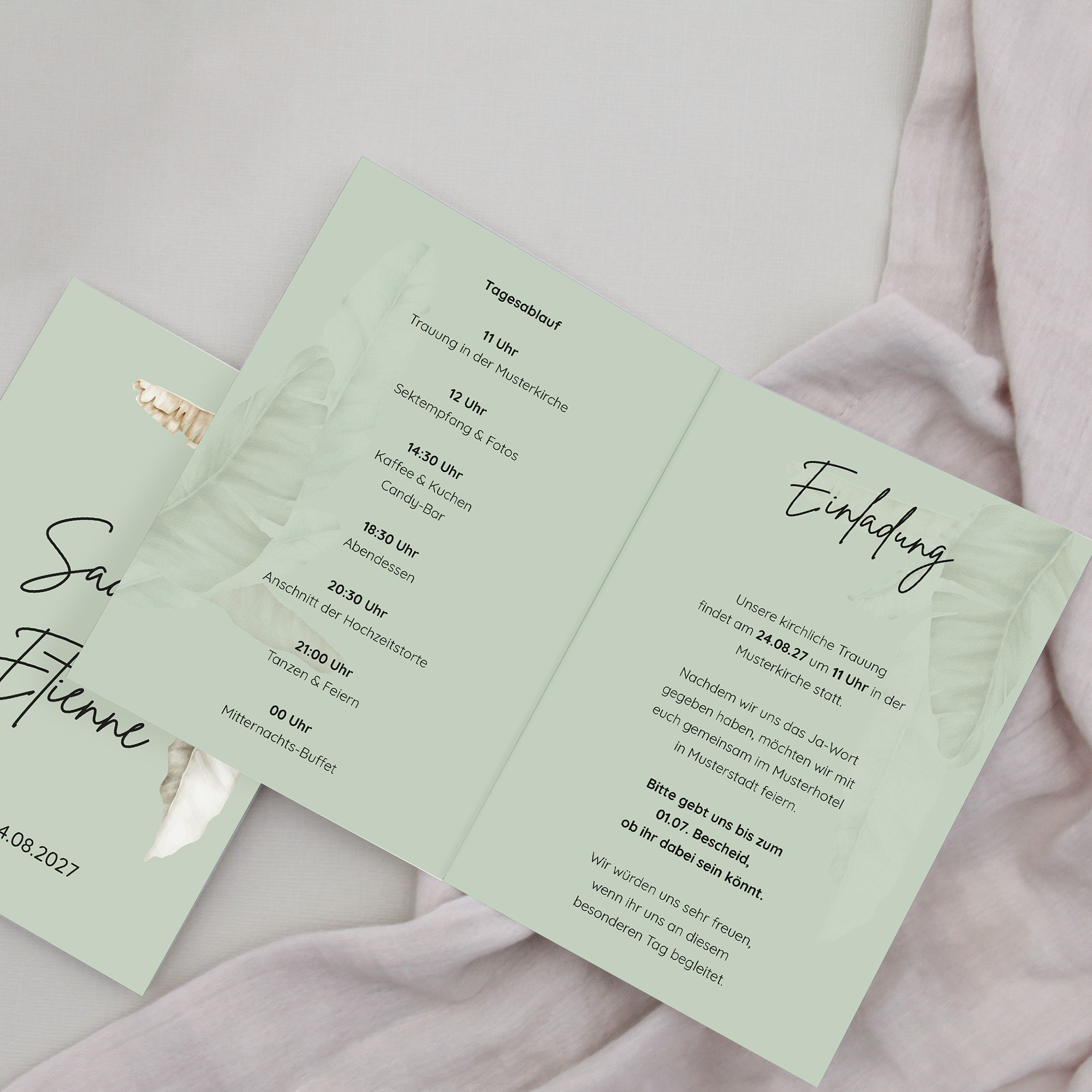 Klappkarte DIN A6 im Hochformat -Greenery "Manila 02"