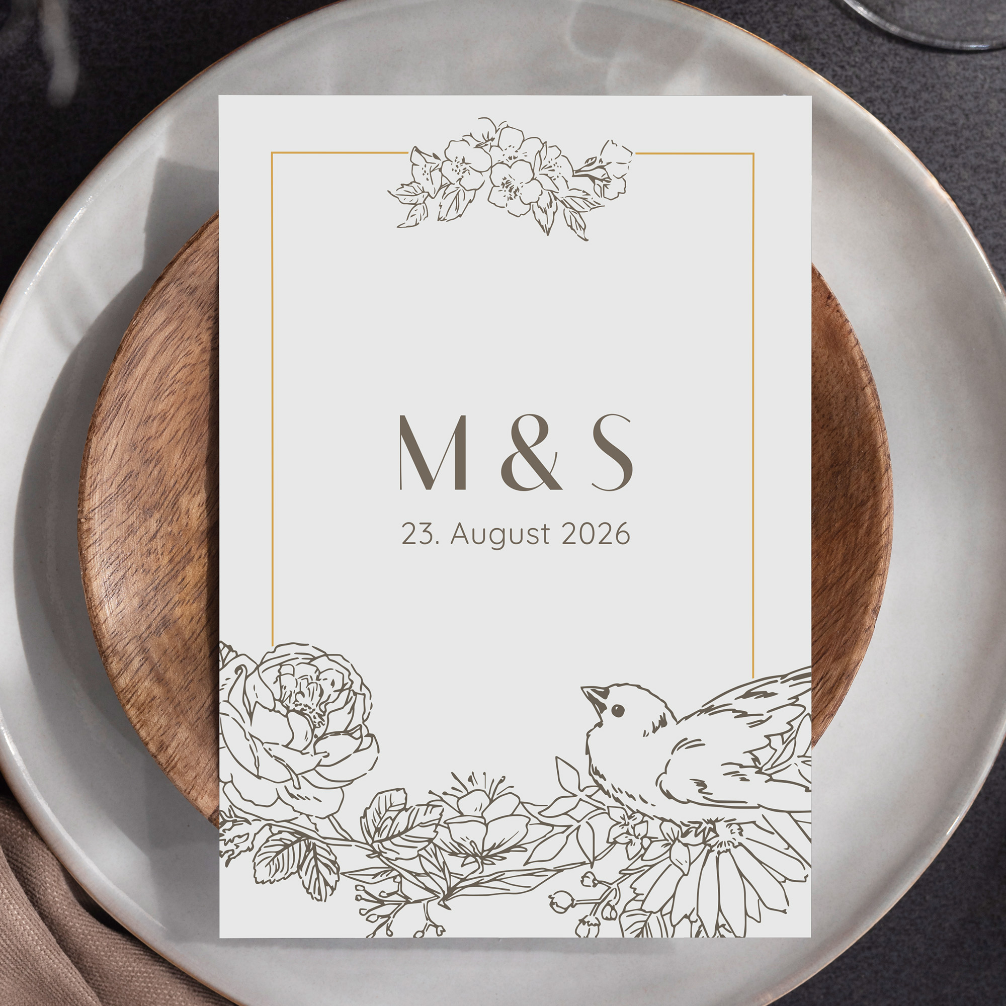 Postkarte DIN A6 im Hochformat - Vintage "Petal Bird"