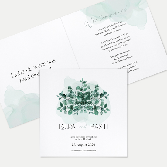 Klappkarte Quadratisch 148 x 148 mm - Greenery "Eucalyptus Crown"