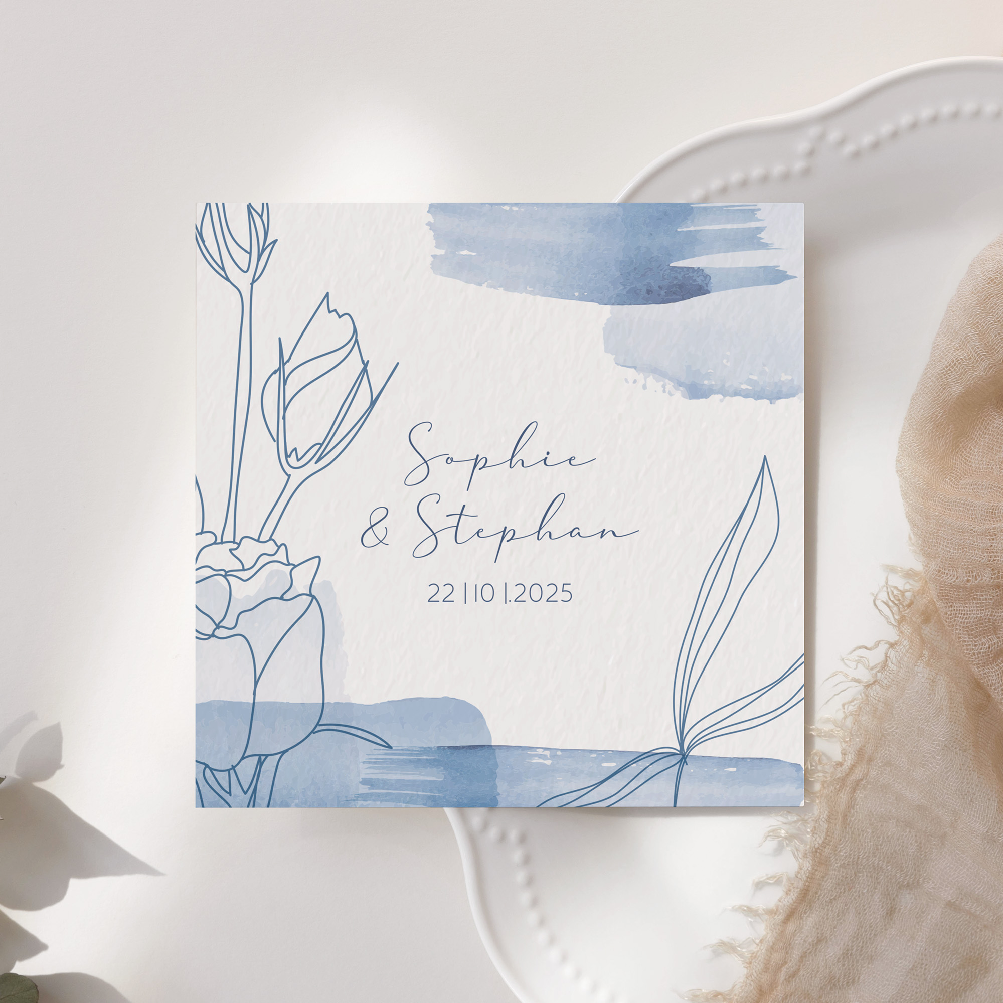 Postkarte Quadrat - Aquarell "midnight petals"