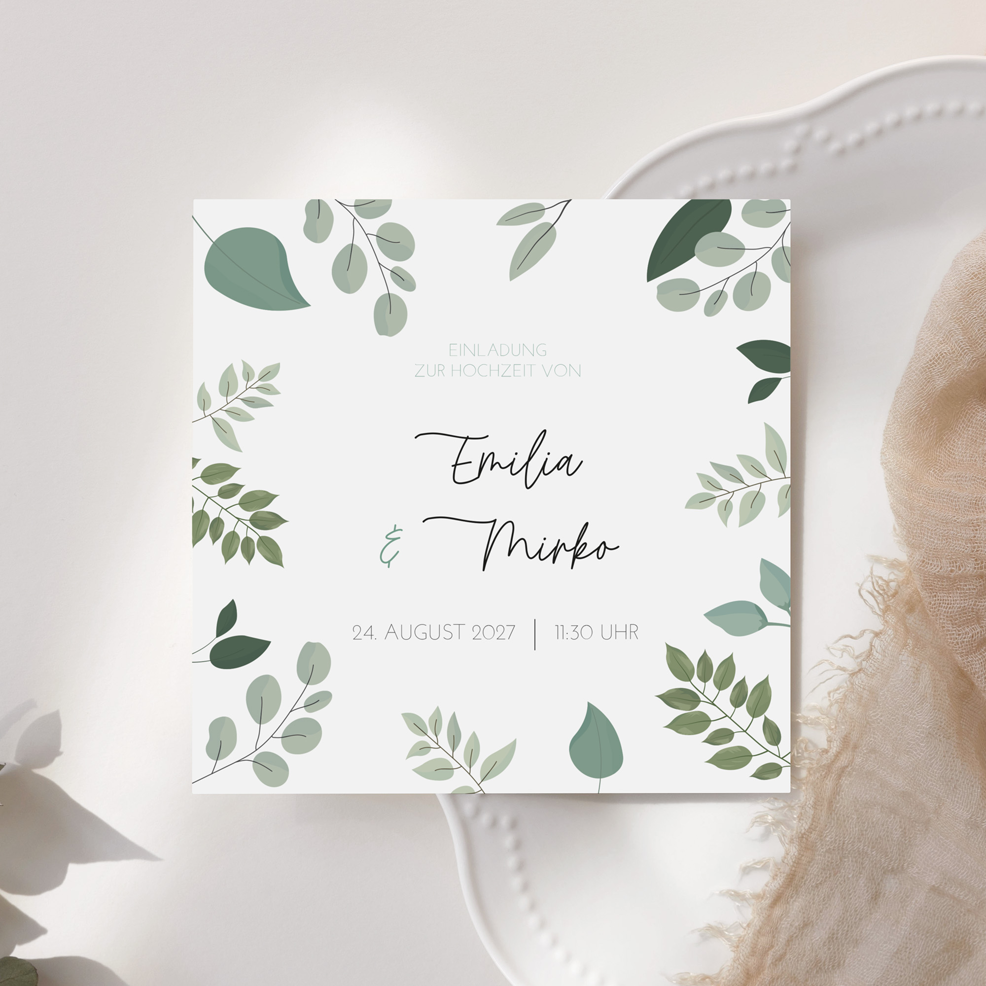 Postkarte Quadrat 148 x 148 mm - Greenery "Green & Simple"