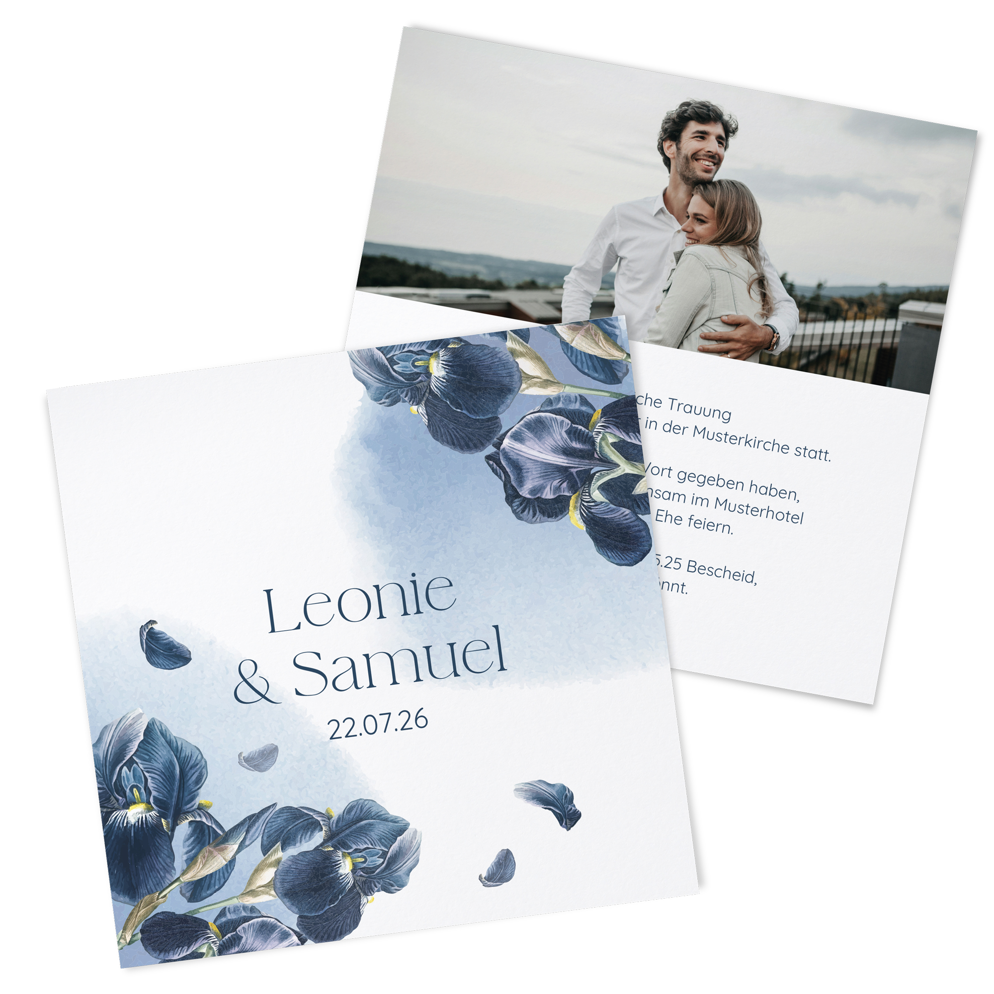 Postkarte Quadrat 148 x 148 mm - Floral "Blue Petal"