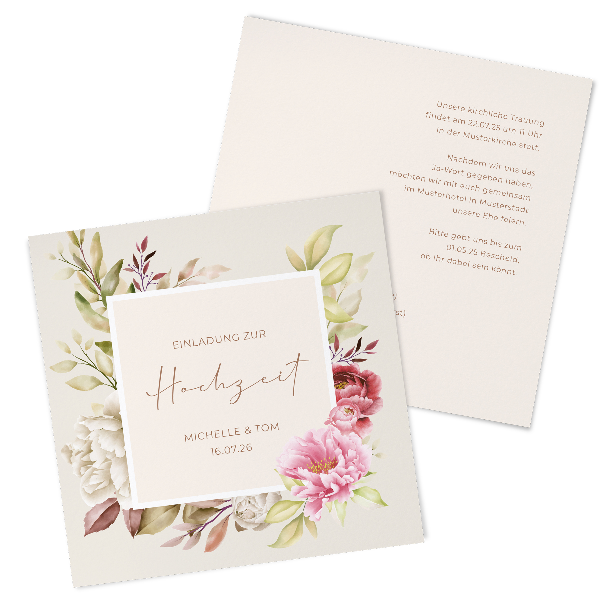 Postkarte Quadrat 148 x 148 mm - Floral "Peony Bloom"