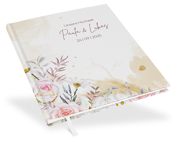 Gästebuch Hochzeit -  Aquarell "lily & rose"