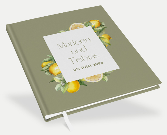 Erinnerungsbuch Hochzeit - Aquarell "Olive & Lemon"