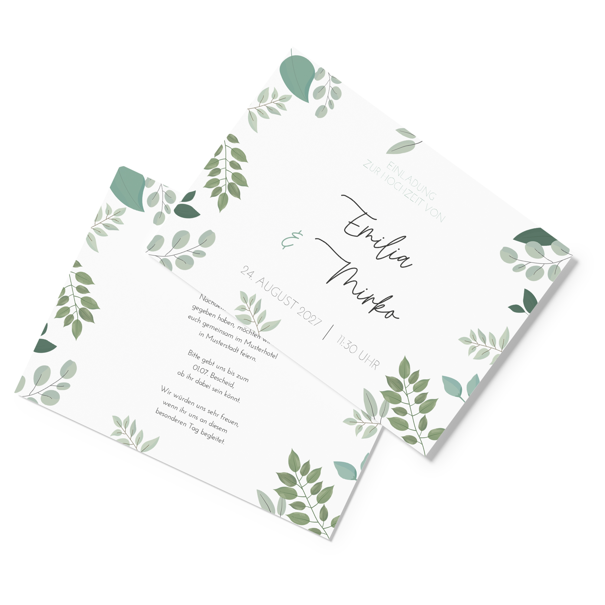 Postkarte DIN A6 im Querformat - Greenery - "Green & Simple"